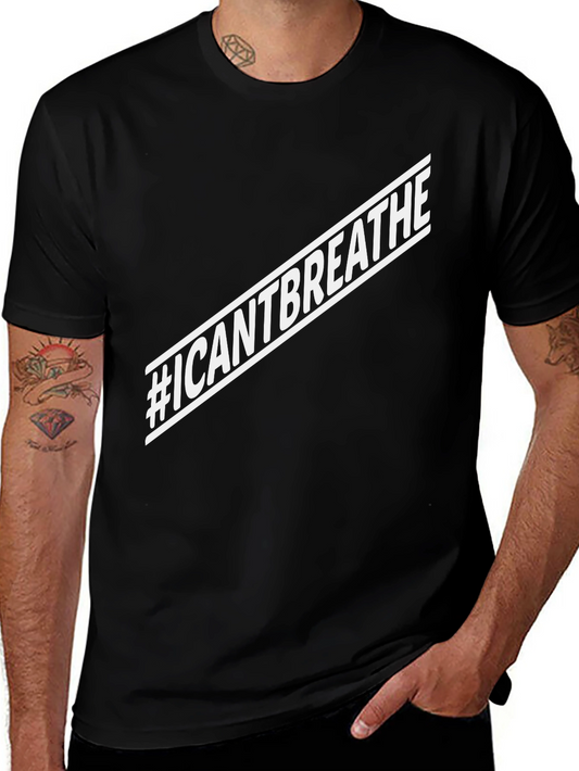 #ICANTBREATHE Graphic Print Black Crew Neck T-Shirt