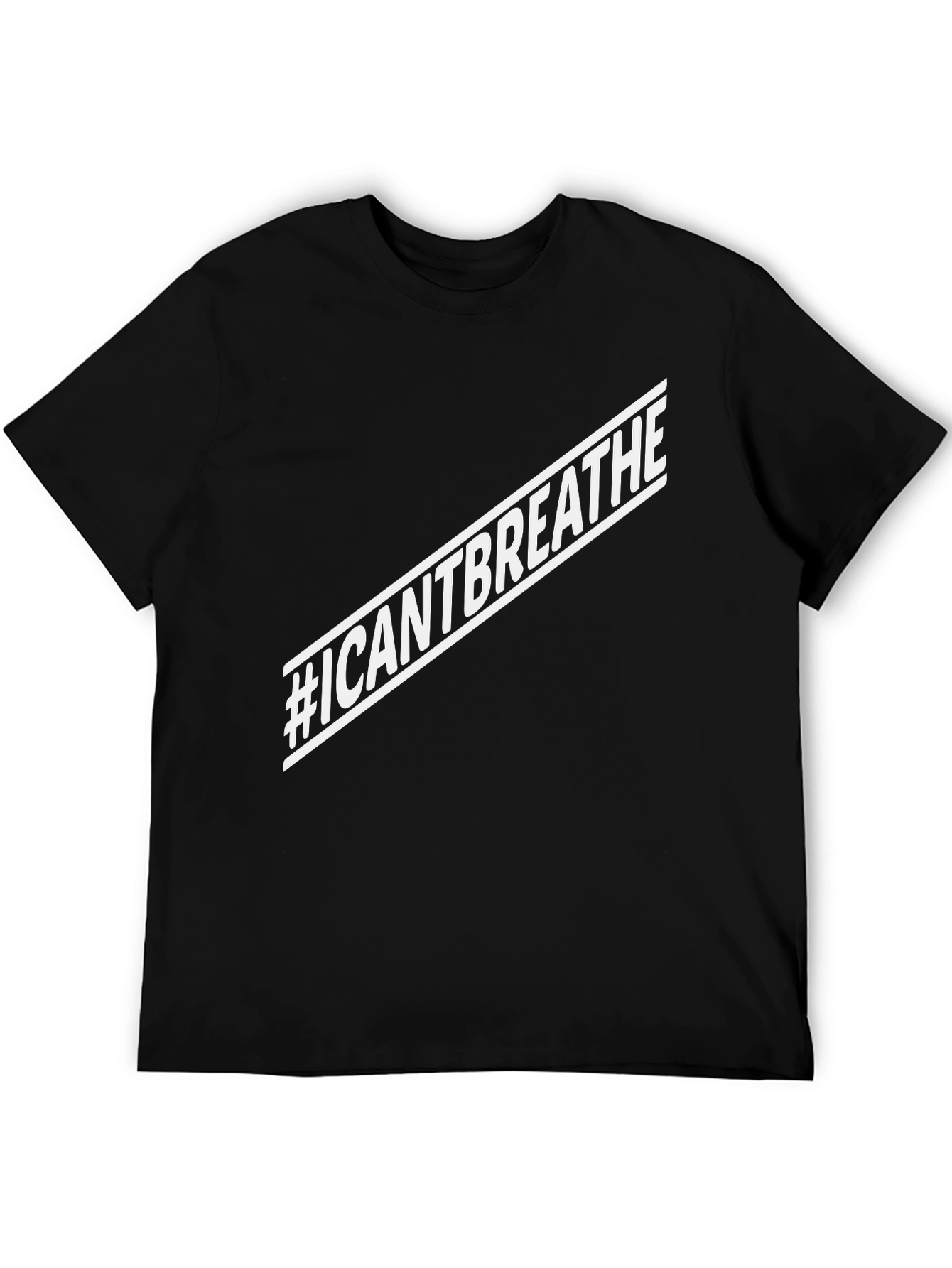 #ICANTBREATHE Graphic Print Black Crew Neck T-Shirt