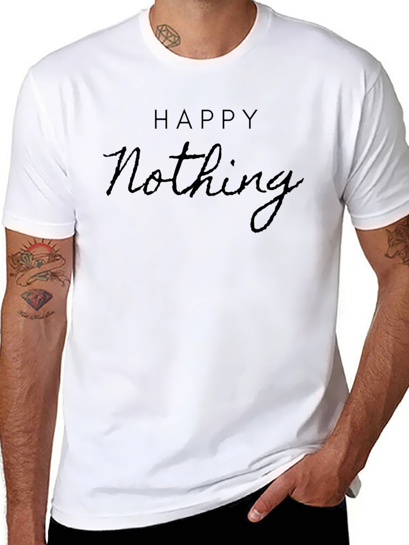 Happy Nothing Black T-Shirt - Comfortable Casual Wear