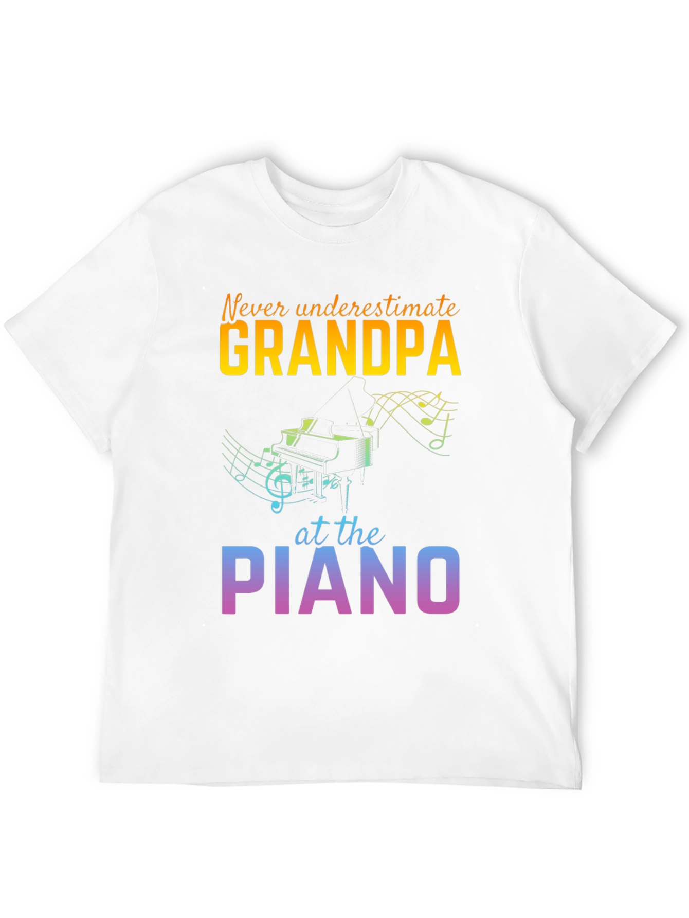 Grandpa Piano Player Black T-Shirt