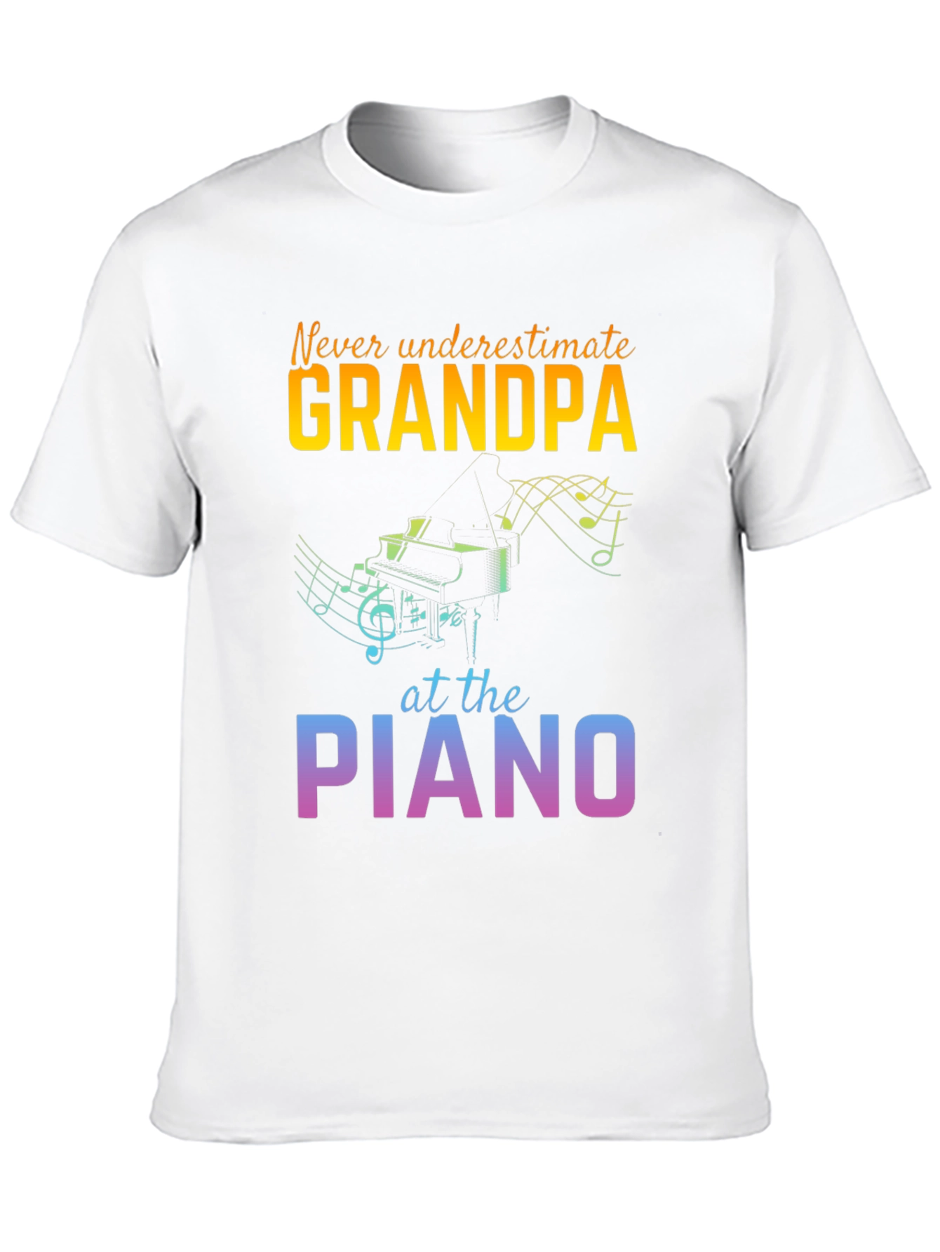 Grandpa Piano Player Black T-Shirt
