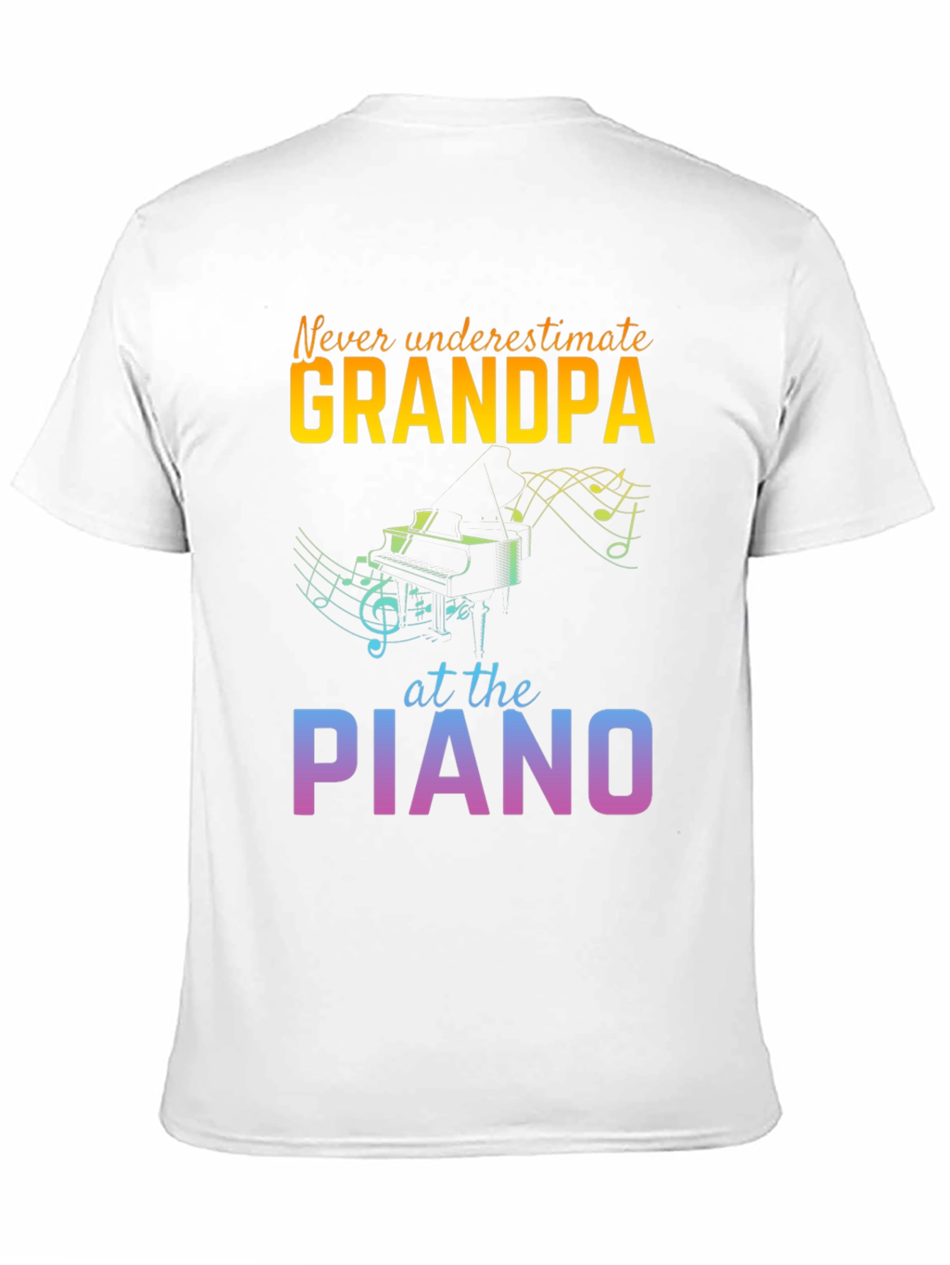 Grandpa Piano Player Black T-Shirt