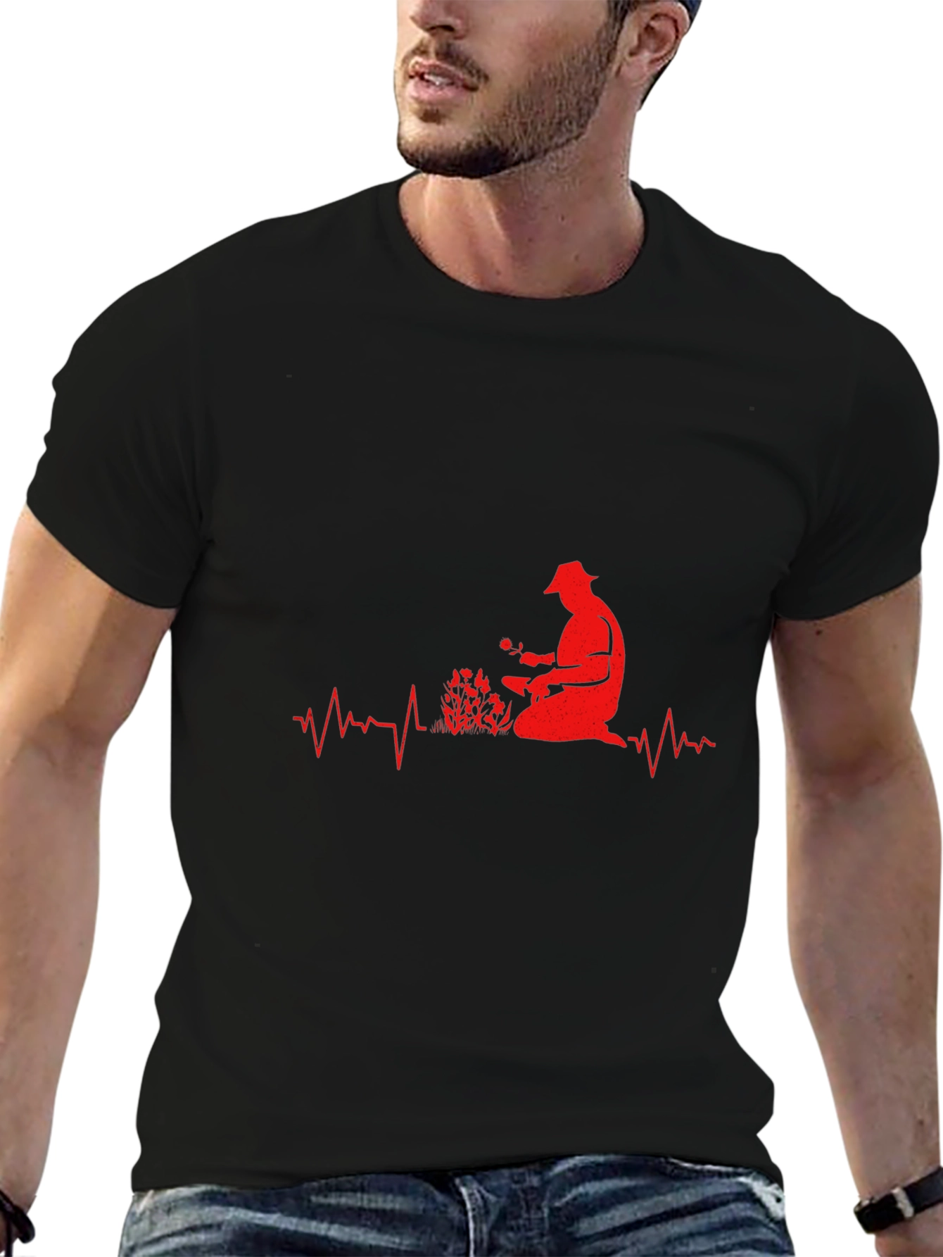 Gardener Heartbeat T-Shirt - Black Graphic Tee