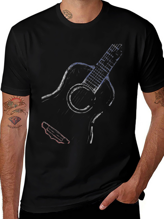 Guitar Sketch Tee - Cool Musician Shirt