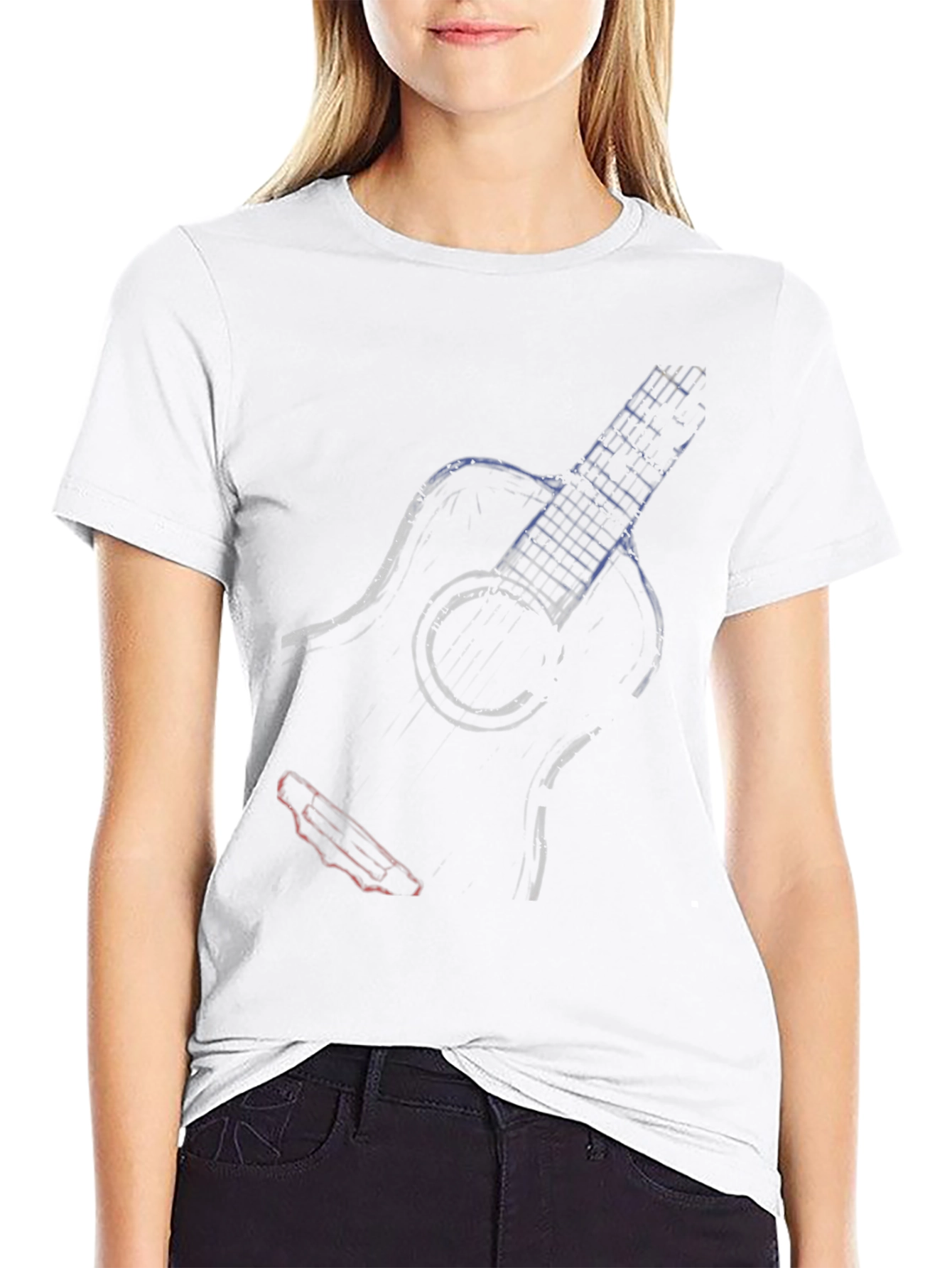 Guitar Sketch Tee - Cool Musician Shirt