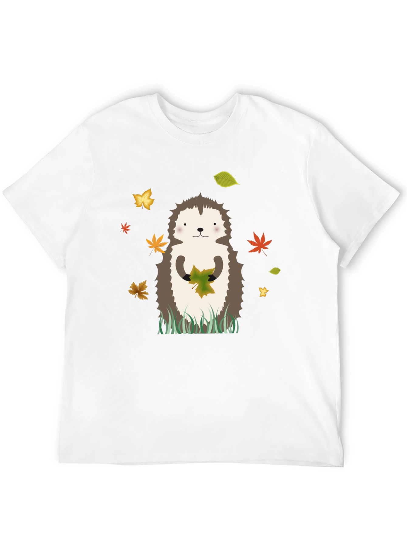 Hedgehog Autumn Leaves Graphic Tee - Black