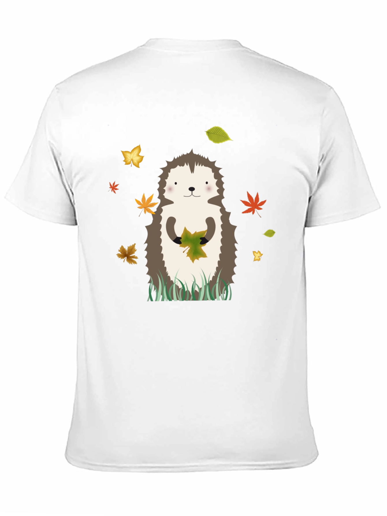 Hedgehog Autumn Leaves Graphic Tee - Black