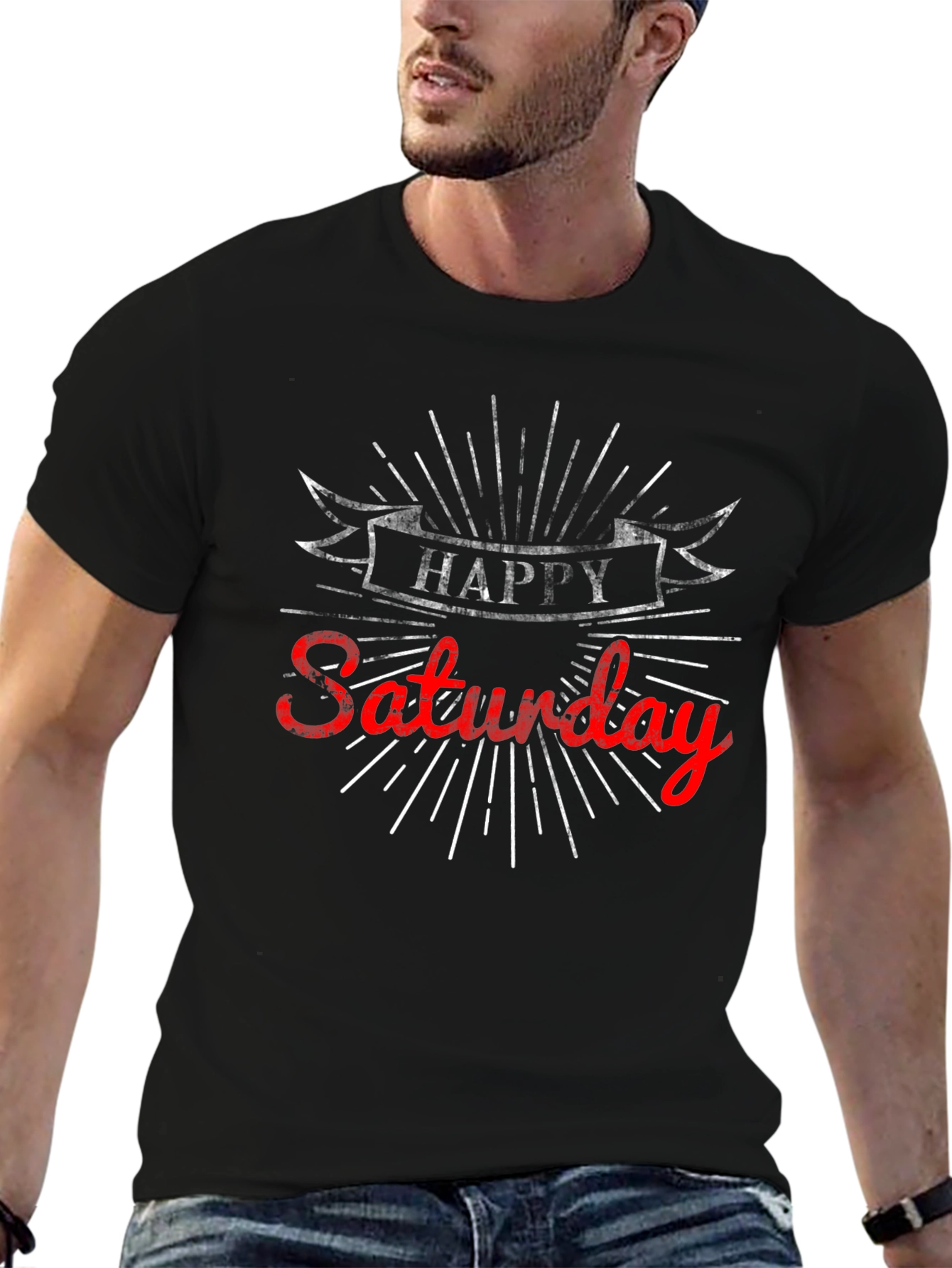 Happy Saturday Graphic Tee - Black