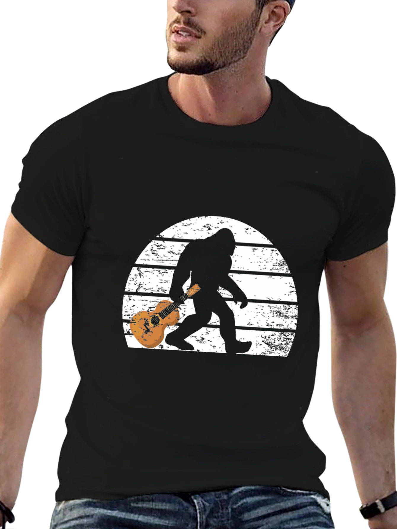 Sasquatch Guitar Sunset Graphic Tee