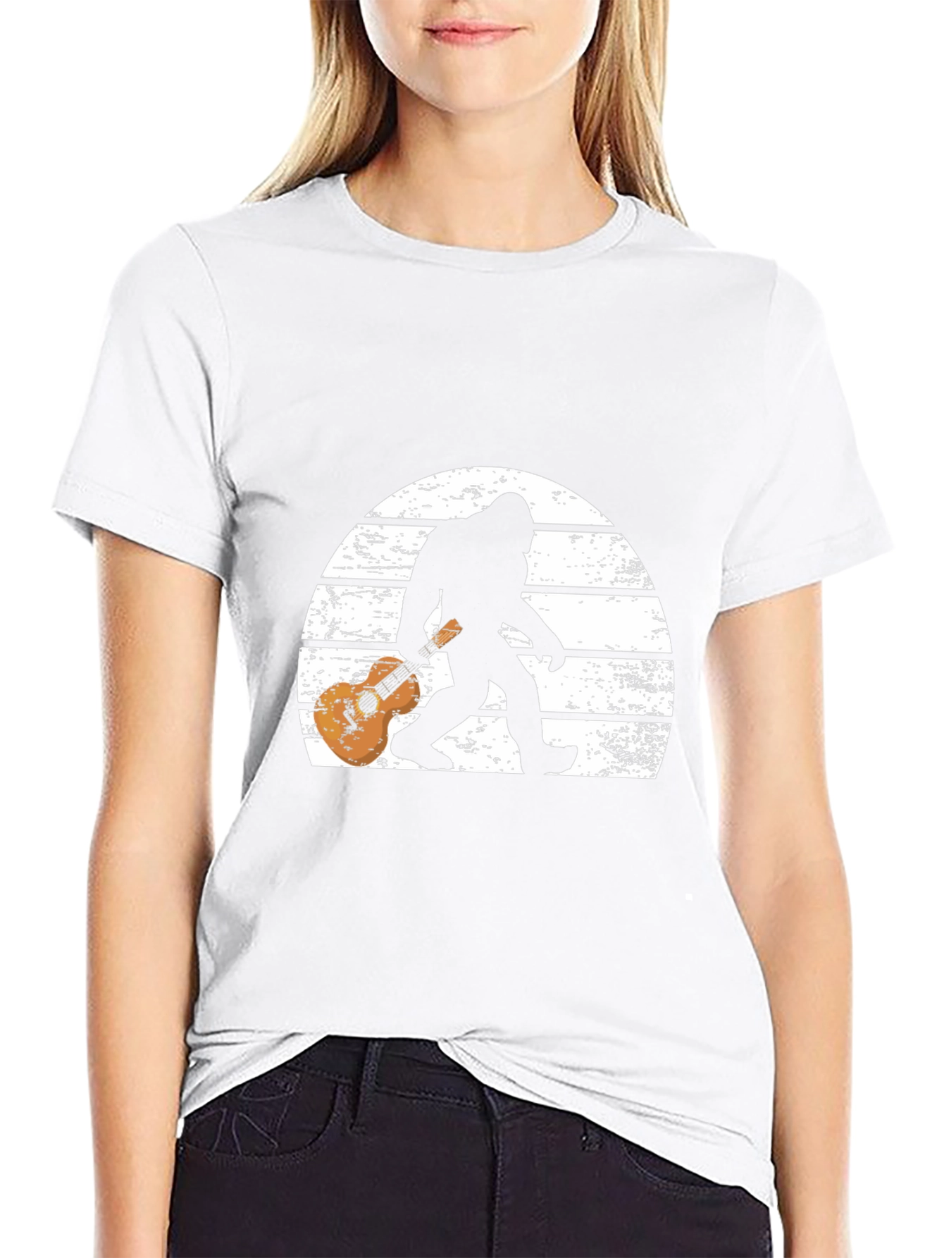 Sasquatch Guitar Sunset Graphic Tee