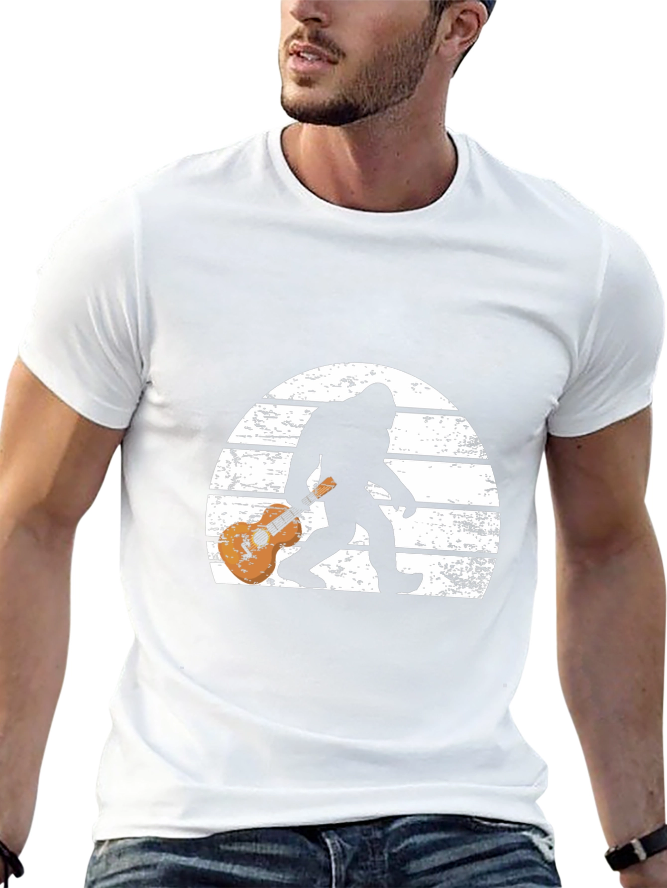 Sasquatch Guitar Sunset Graphic Tee