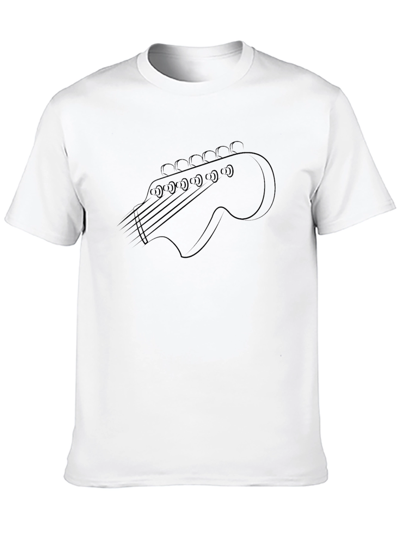 Guitar Headstock Graphic Tee - Black Cotton T-Shirt