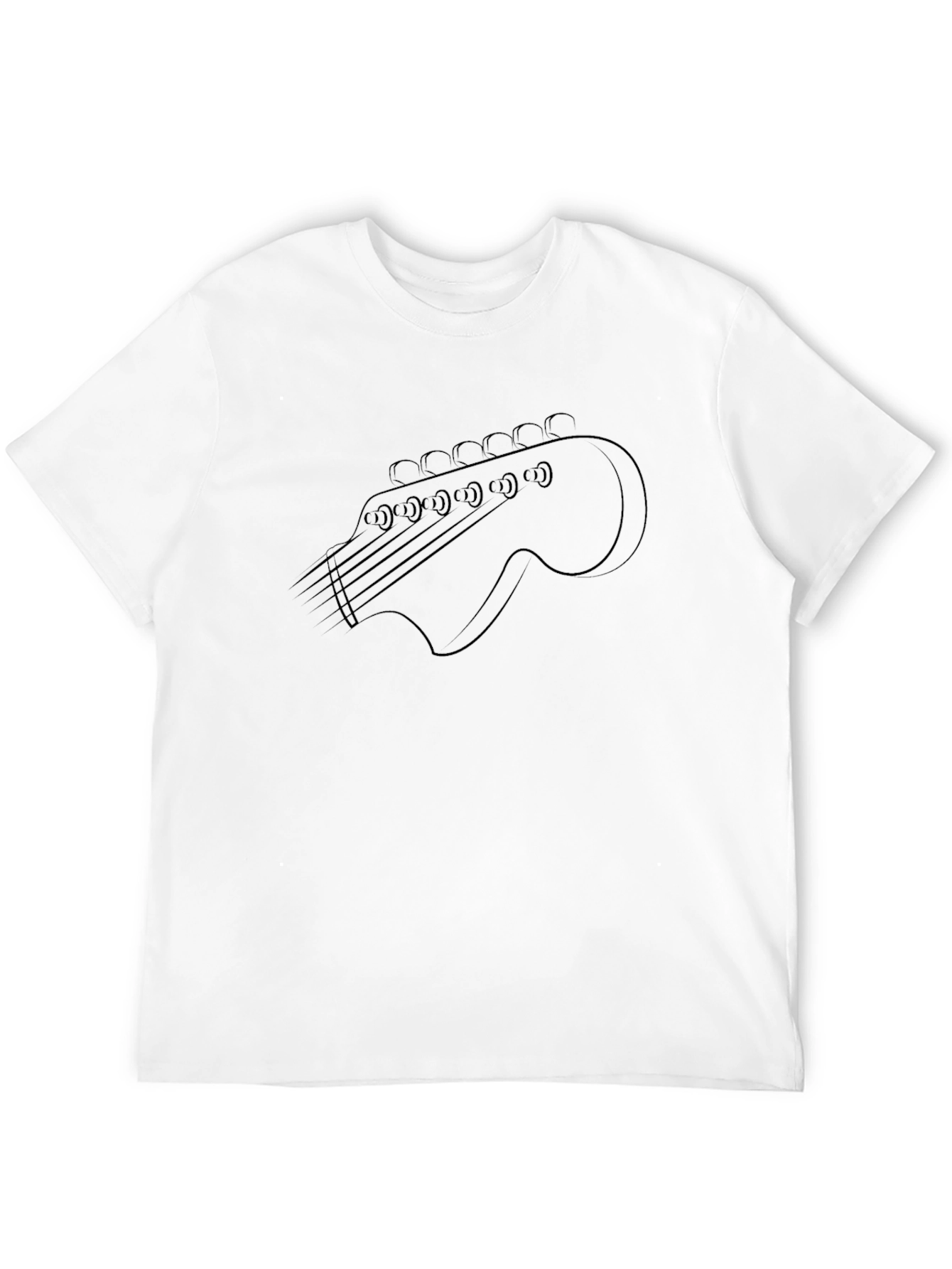 Guitar Headstock Graphic Tee - Black Cotton T-Shirt