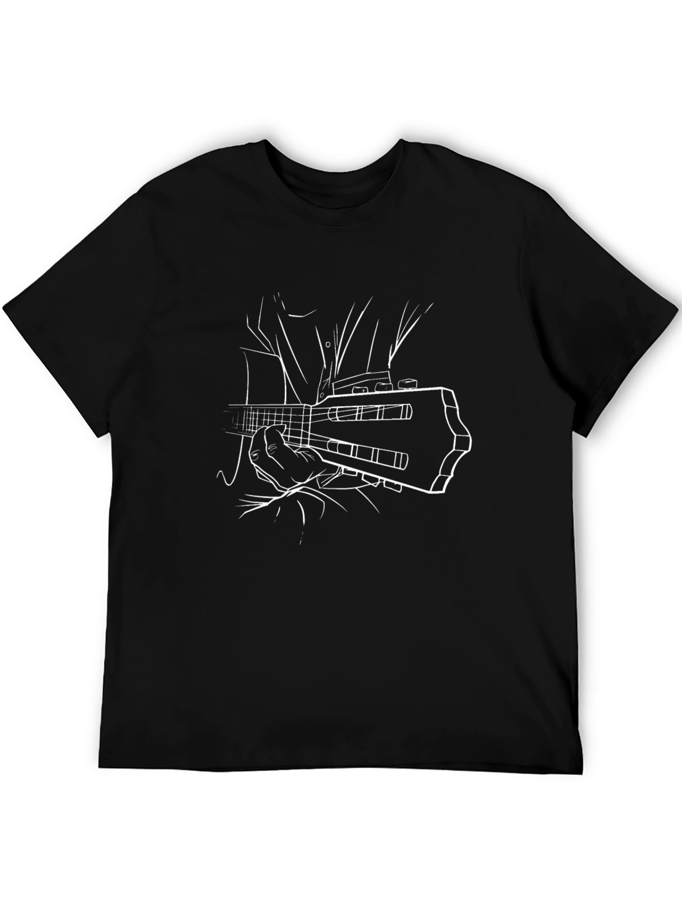 Guitar Player Graphic T-Shirt - Black Cotton Tee