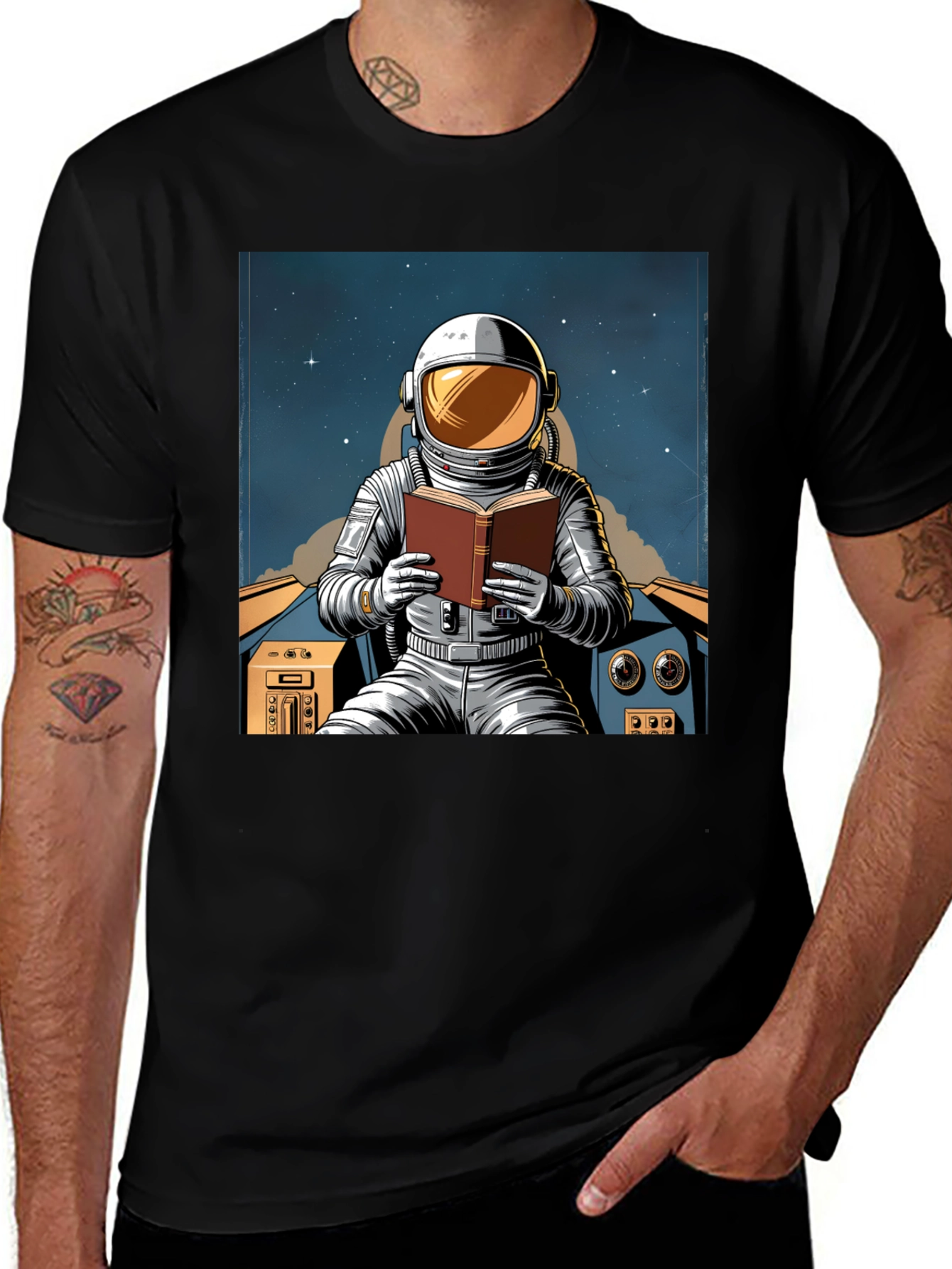 Astronaut Reading Book T-Shirt