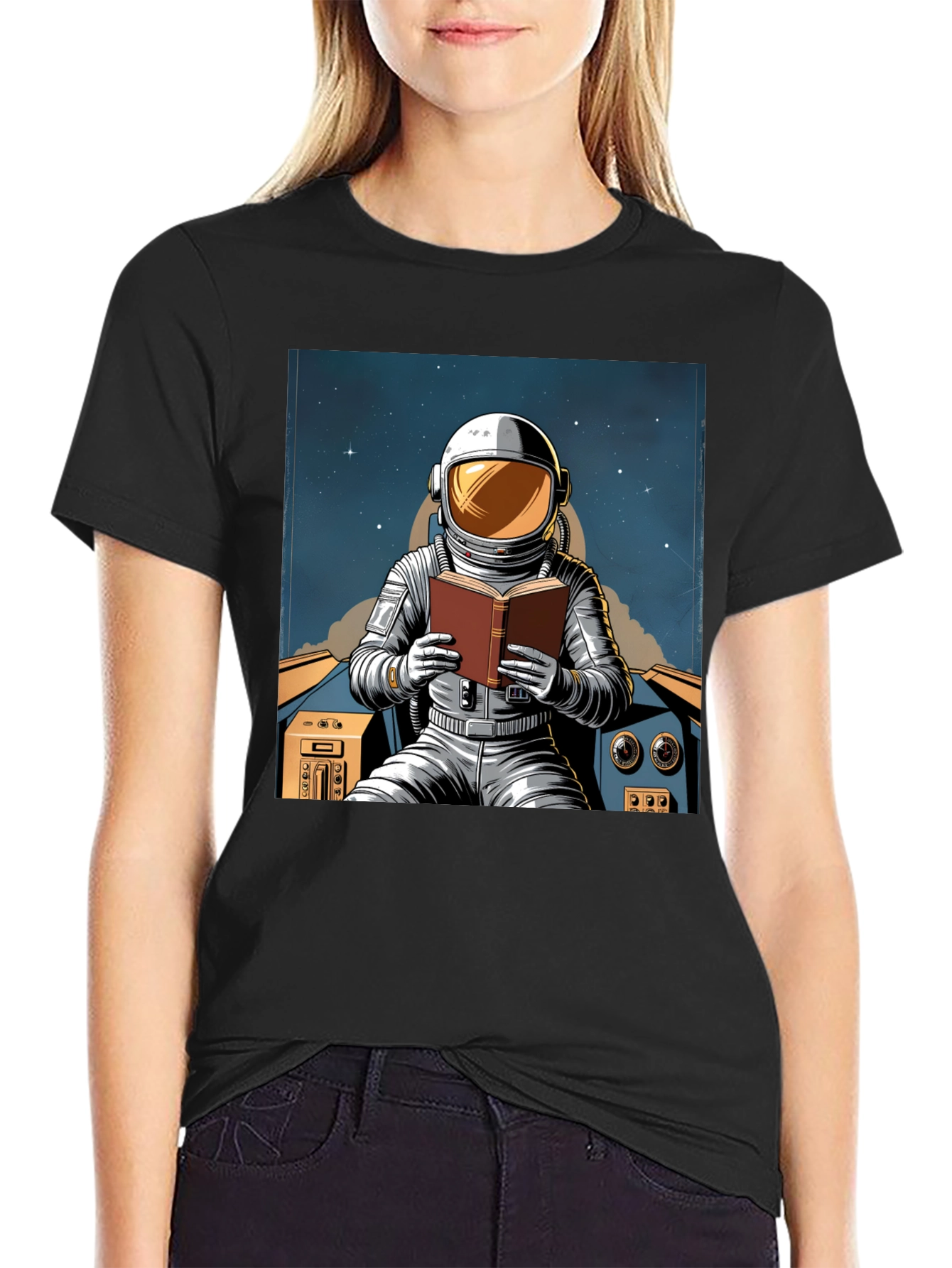 Astronaut Reading Book T-Shirt