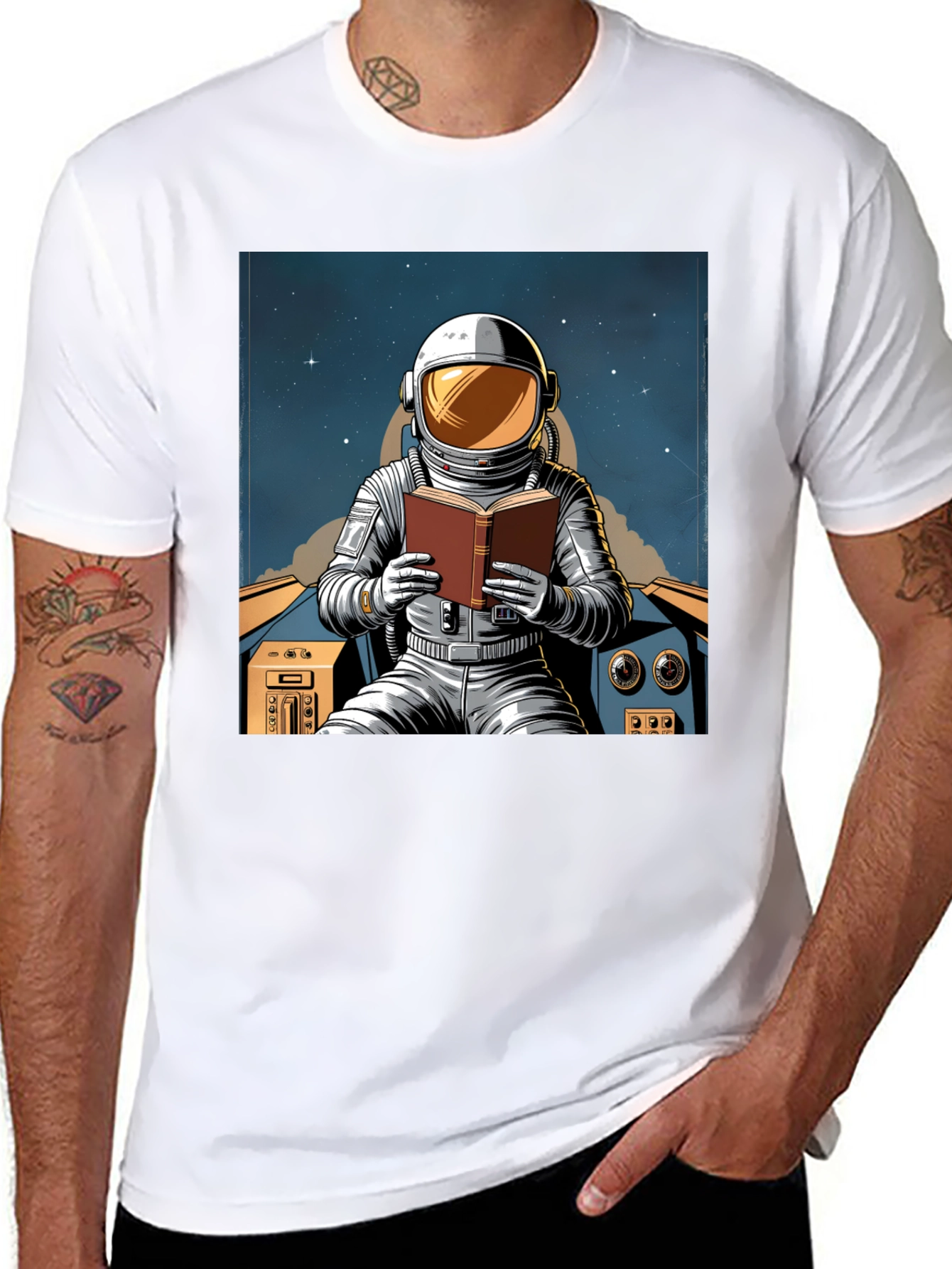 Astronaut Reading Book T-Shirt