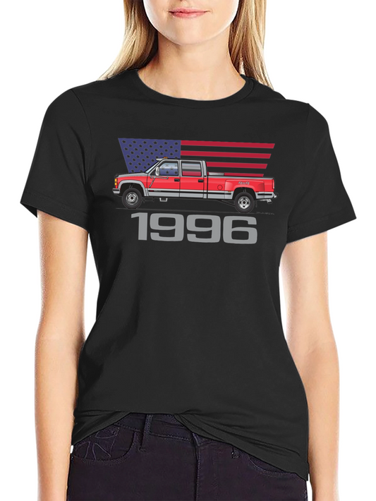 1996 Truck Graphic Tee - Patriotic American Flag Design
