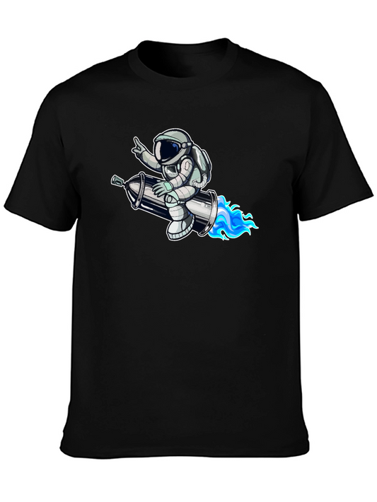 Astronaut on Rocket T-Shirt - Black