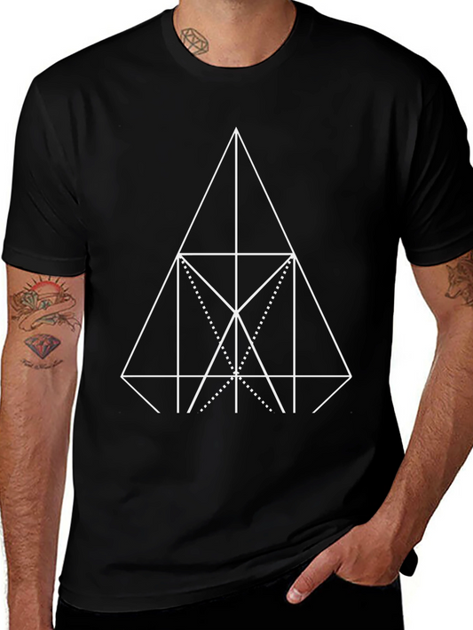 Geometric Triangle Graphic Tee - Black