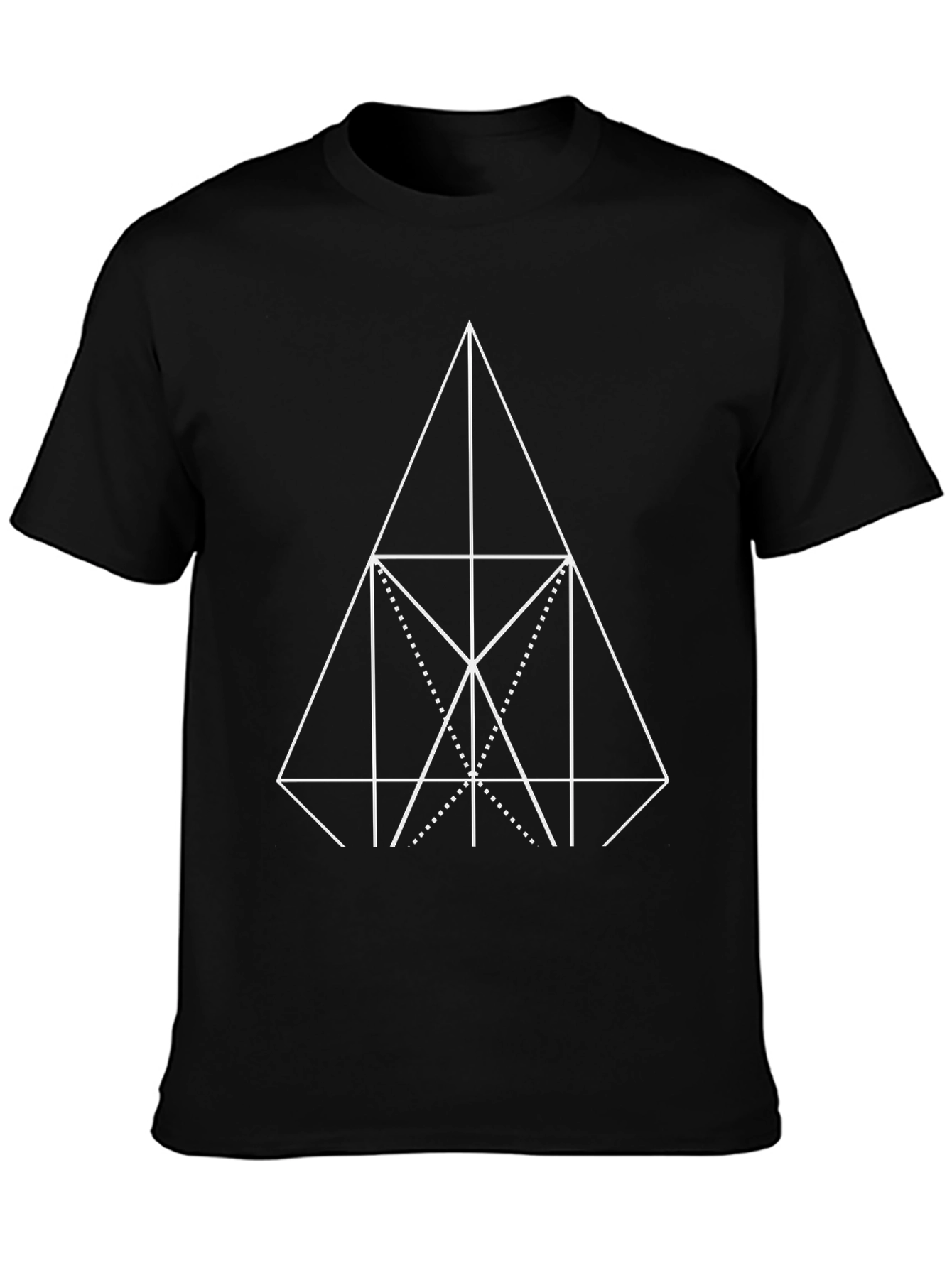 Geometric Triangle Graphic Tee - Black