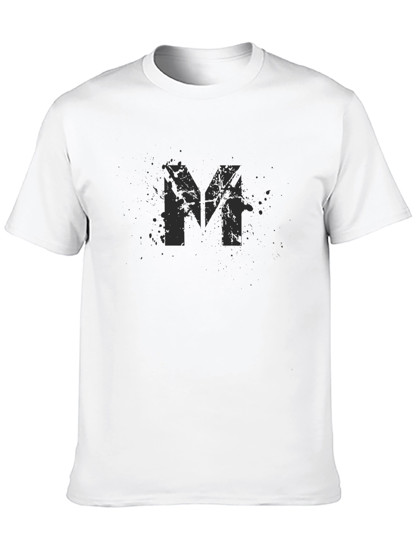 Distressed M Print Black Cotton Tee