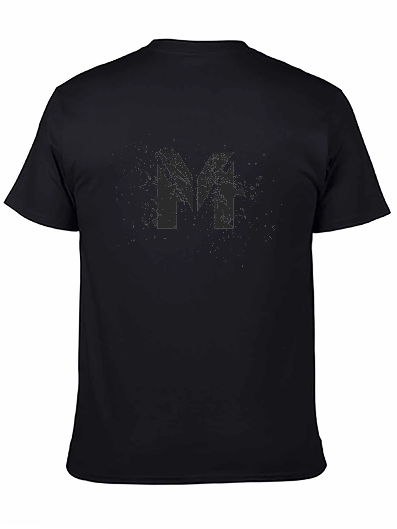 Distressed M Print Black Cotton Tee