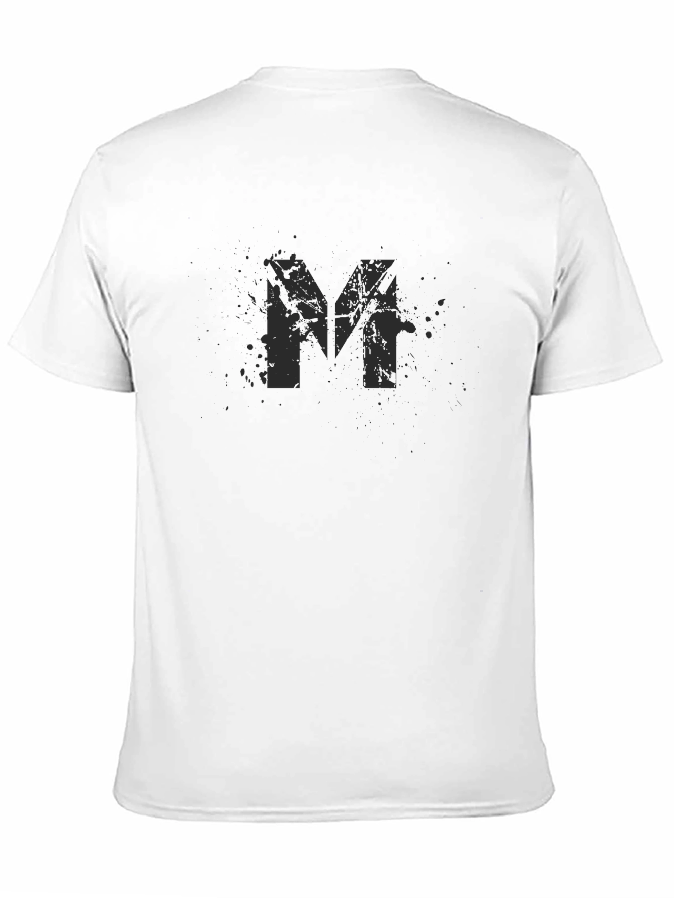 Distressed M Print Black Cotton Tee