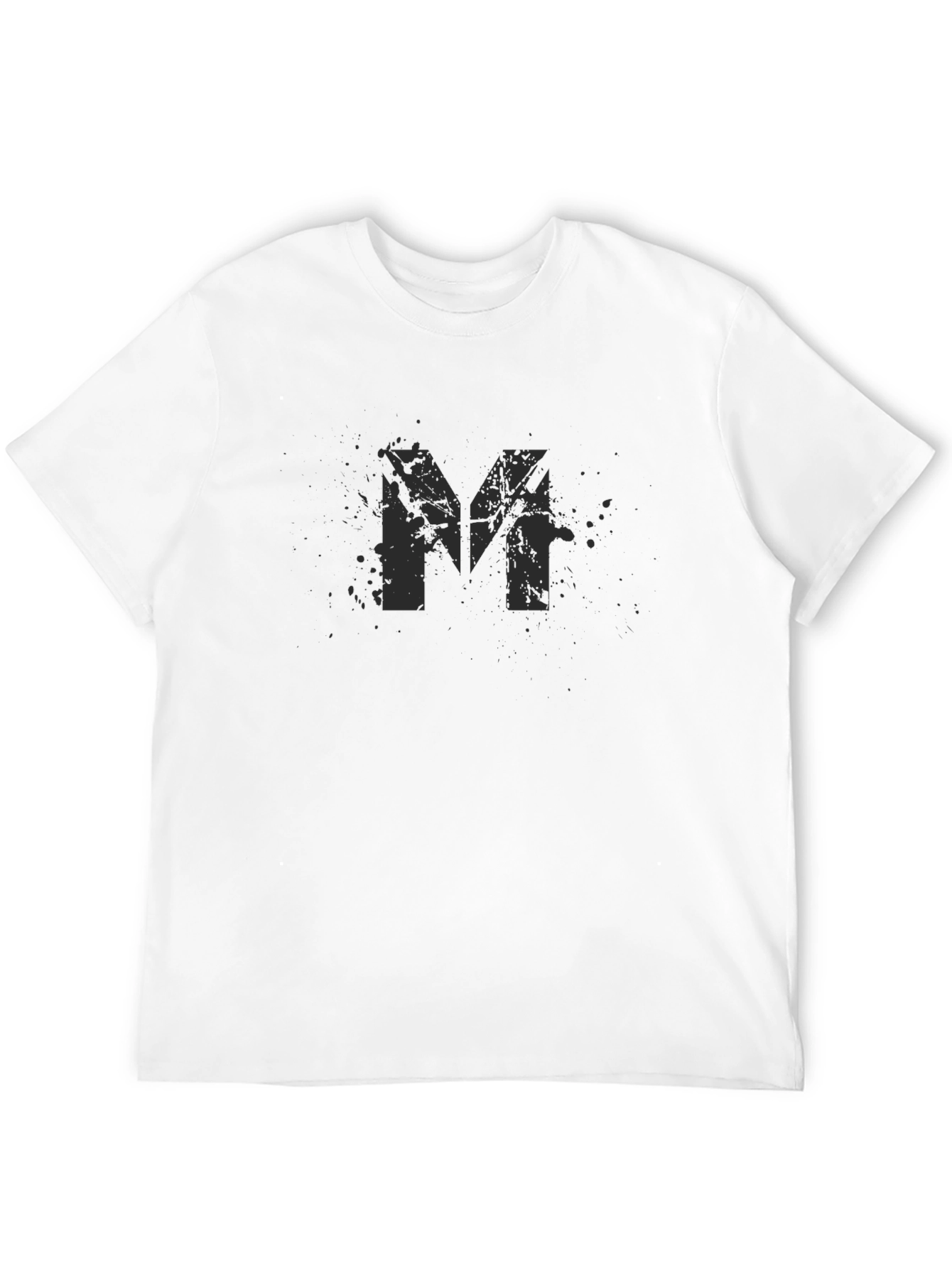 Distressed M Print Black Cotton Tee