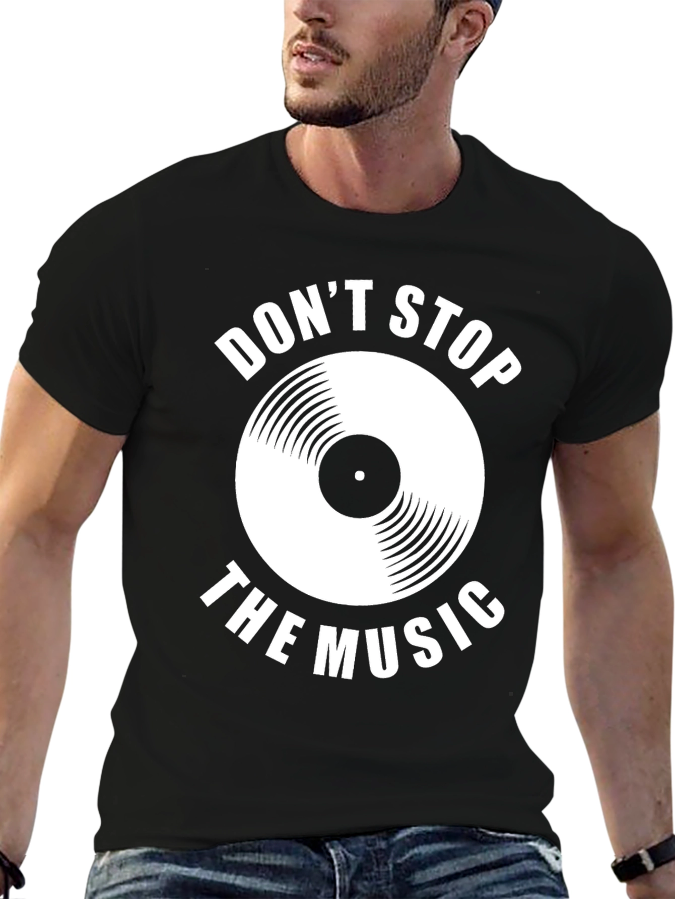 Dont Stop the Music Graphic Tee - Black