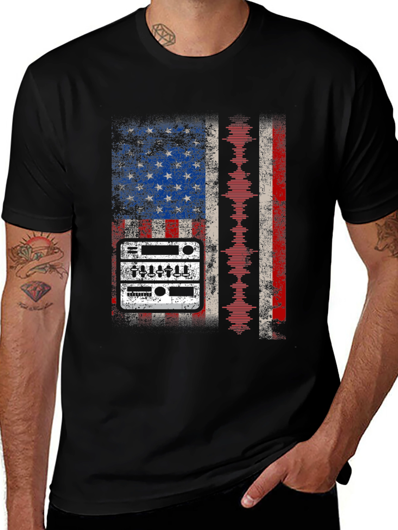 American Flag DJ Mixer T-Shirt
