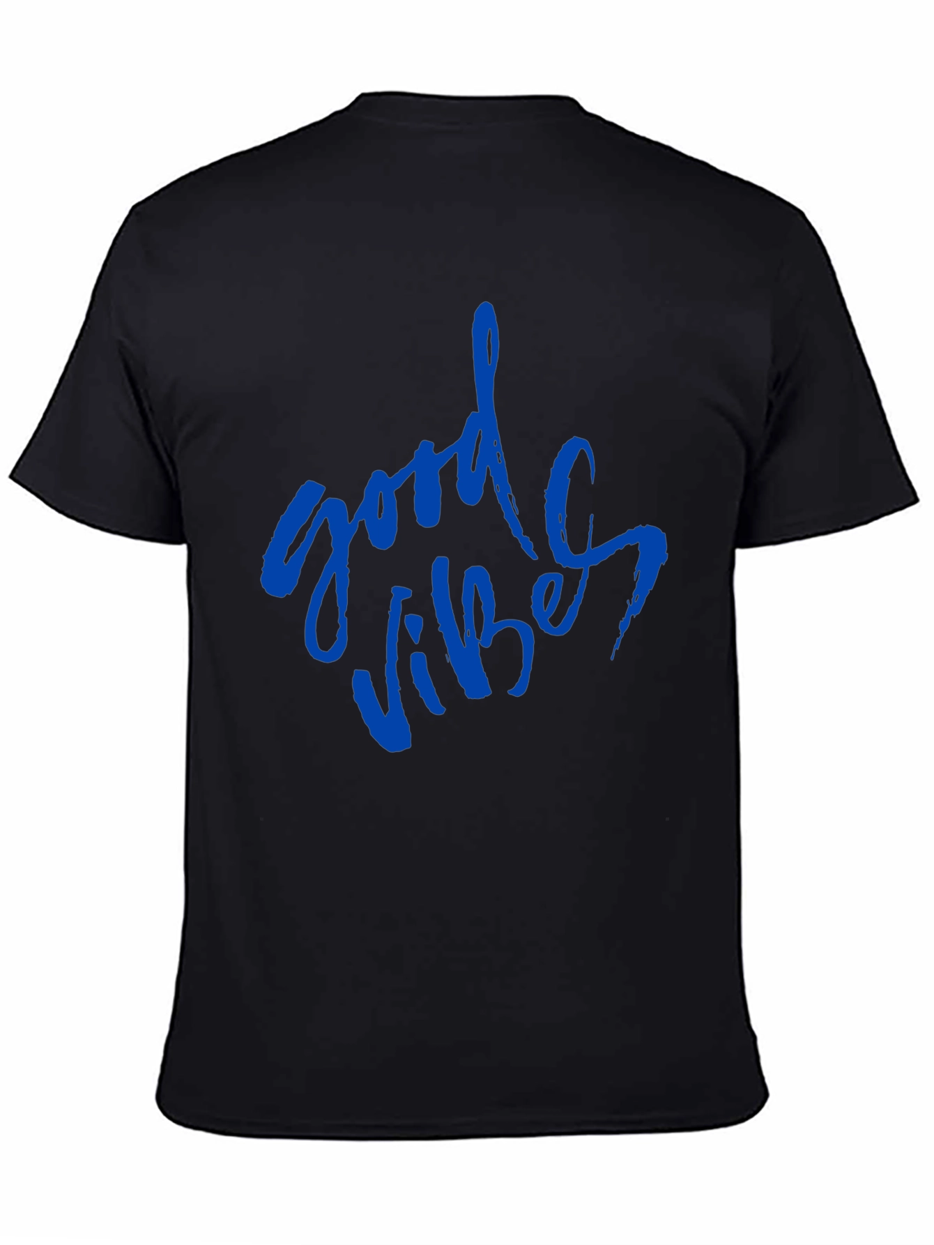 Good Vibes Blue Print Black T-Shirt