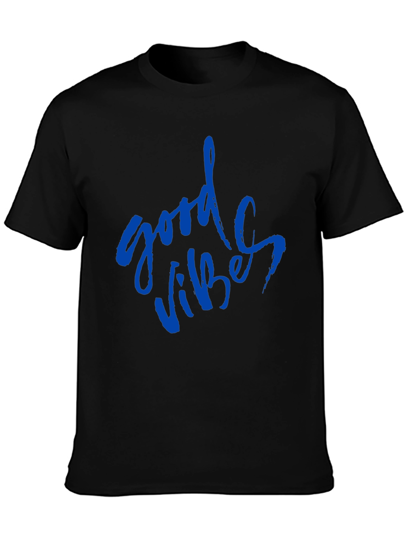 Good Vibes Blue Print Black T-Shirt