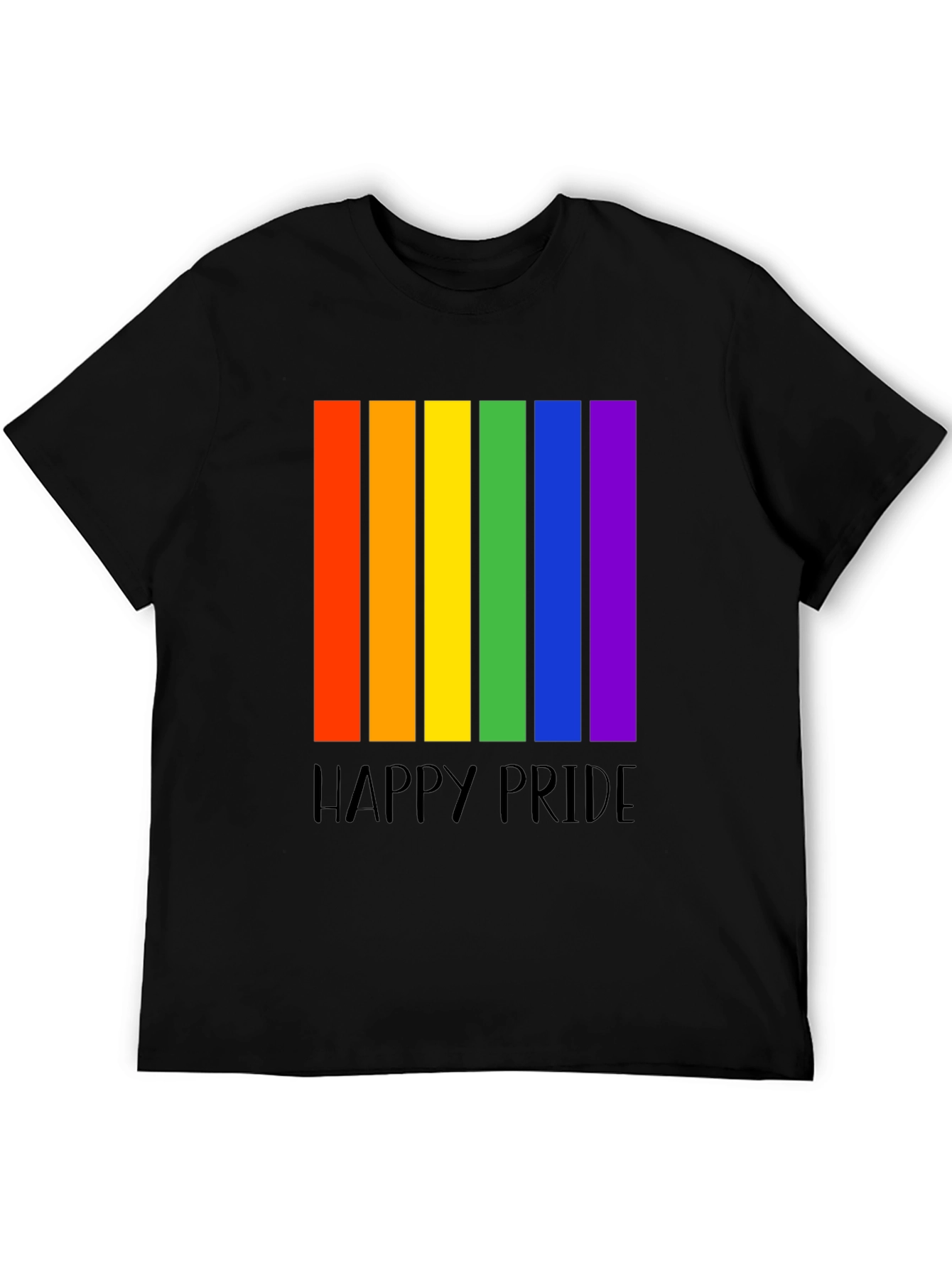 Happy Pride Rainbow Stripe Graphic T-Shirt