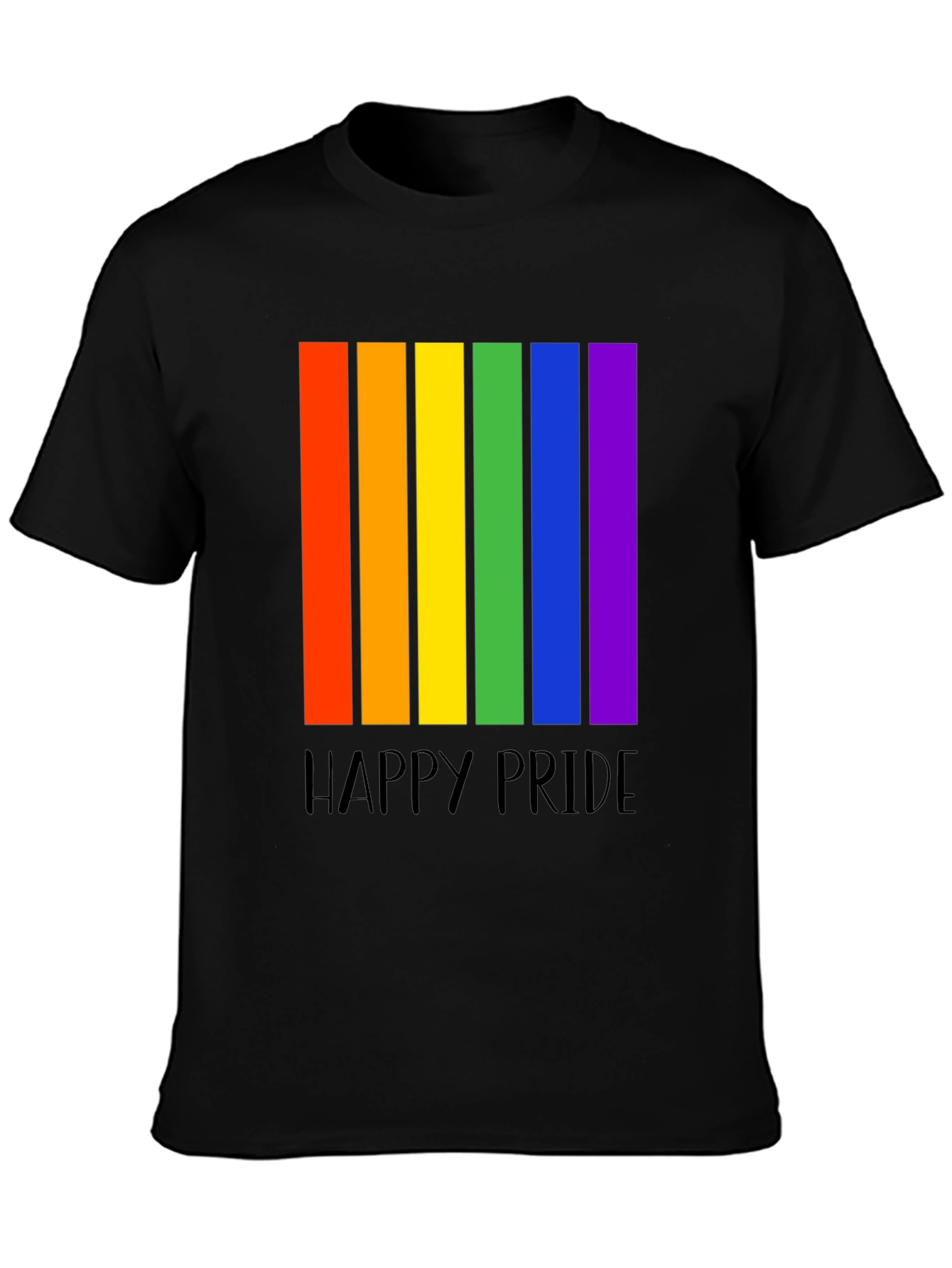 Happy Pride Rainbow Stripe Graphic T-Shirt