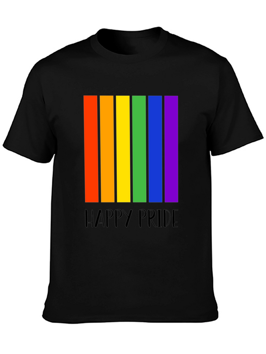 Happy Pride Rainbow Stripe Graphic T-Shirt