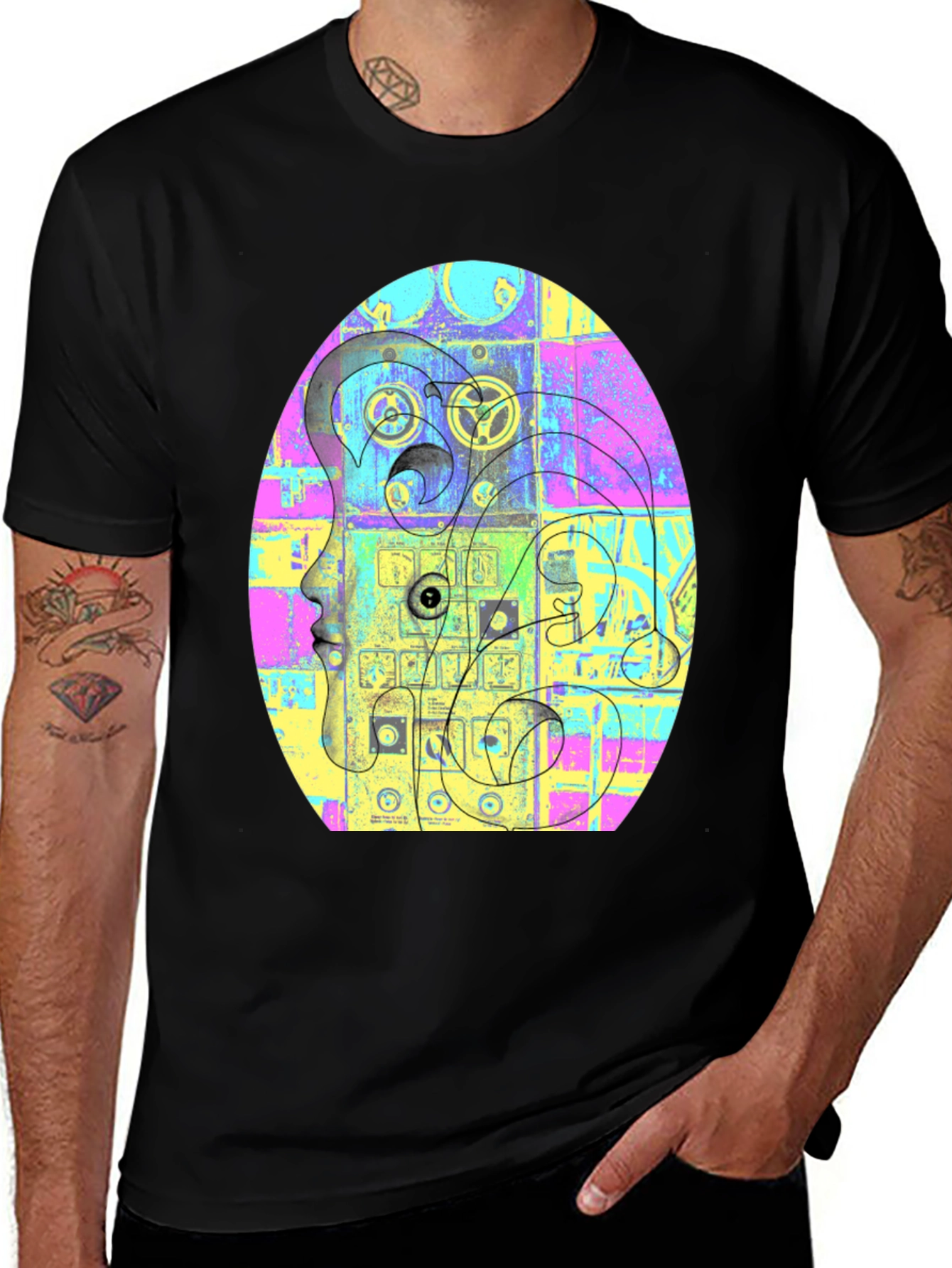 Abstract Face Graphic Tee - Unique Style