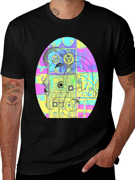 Abstract Face Graphic Tee - Unique Style