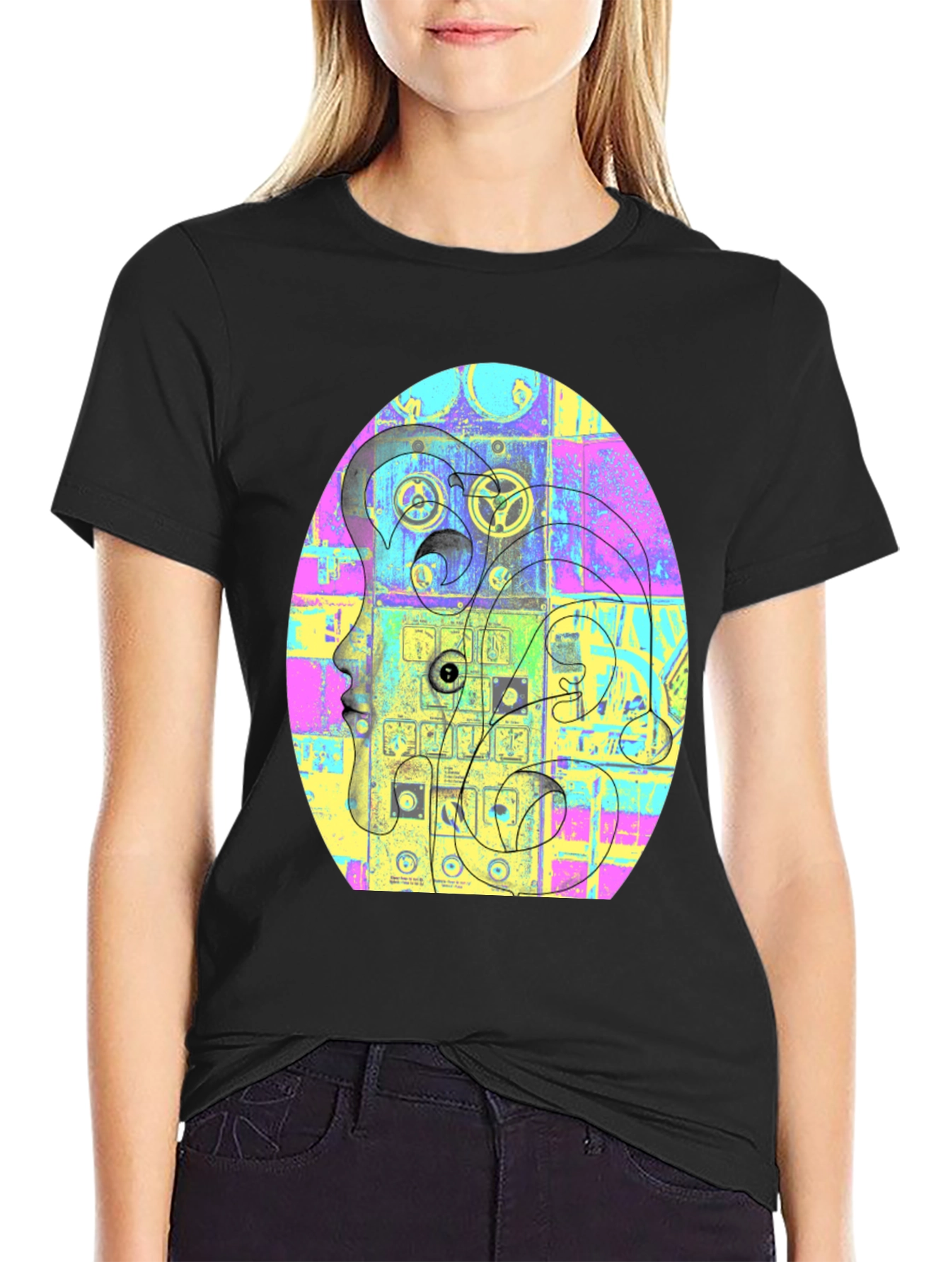 Abstract Face Graphic Tee - Unique Style