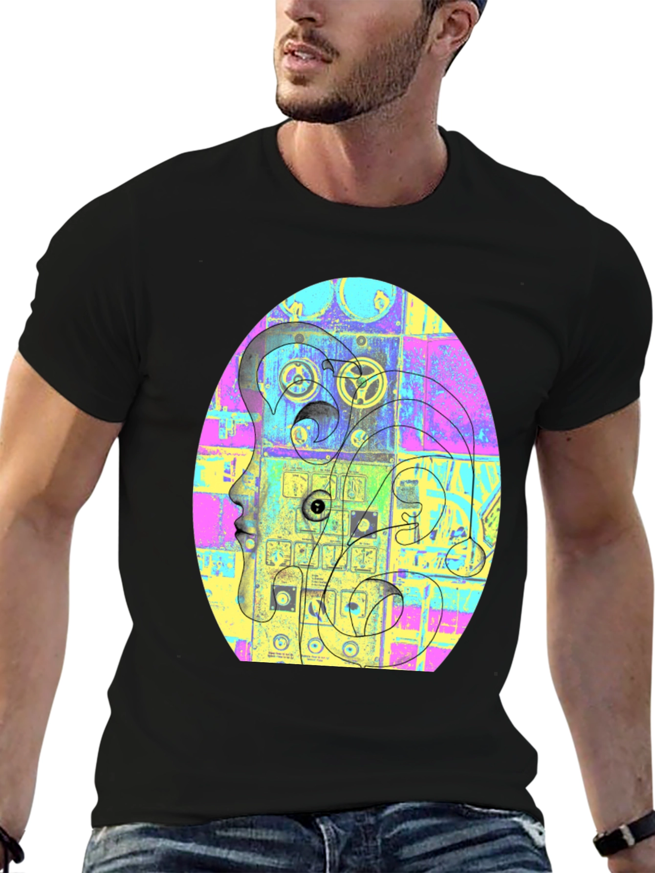 Abstract Face Graphic Tee - Unique Style