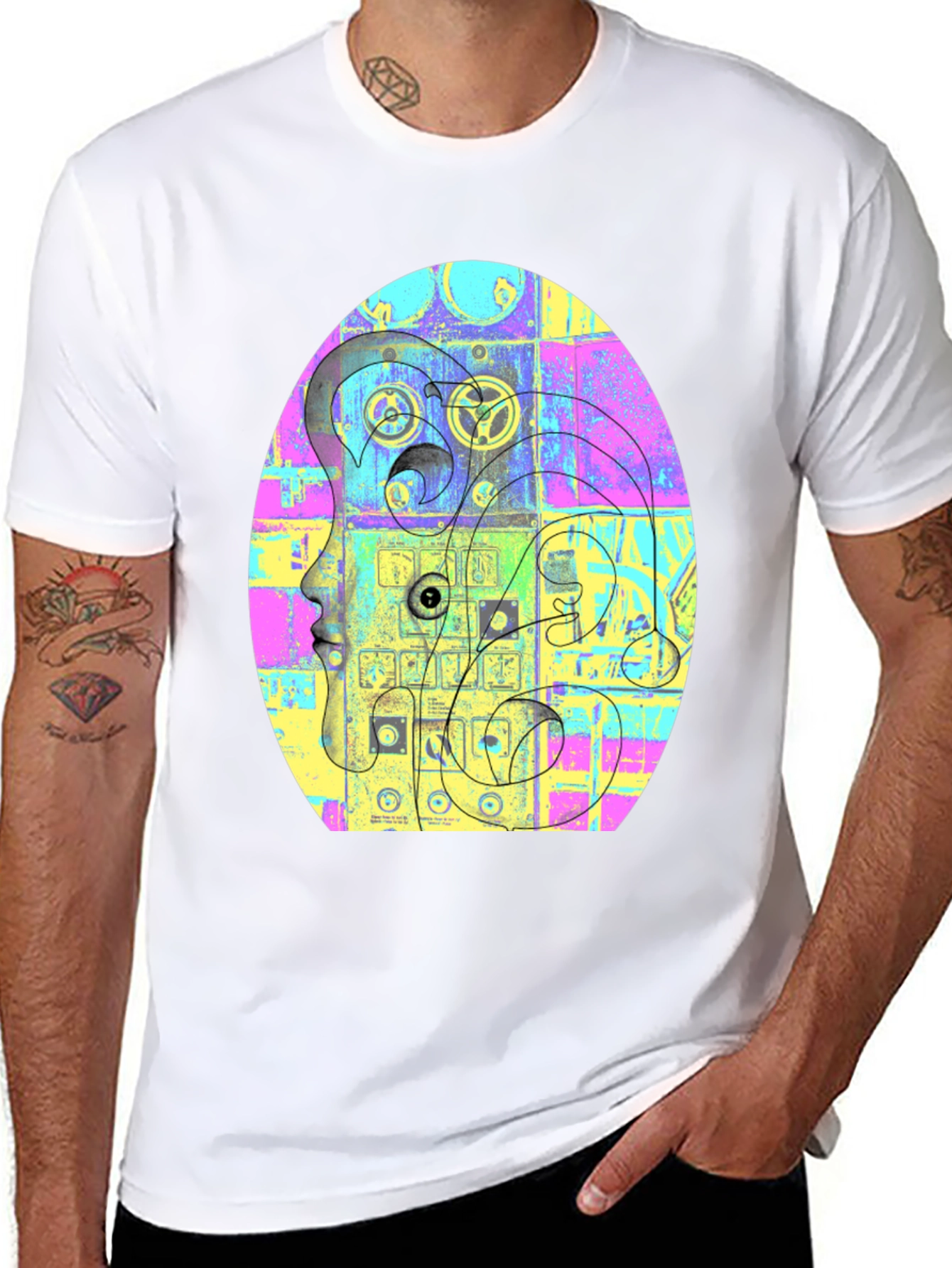 Abstract Face Graphic Tee - Unique Style