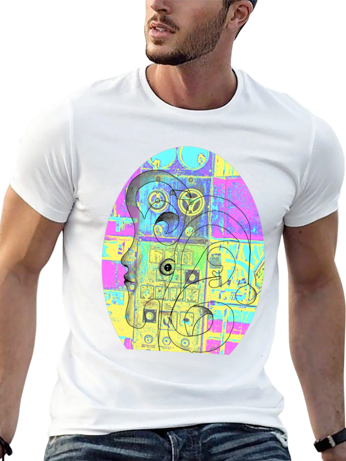 Abstract Face Graphic Tee - Unique Style