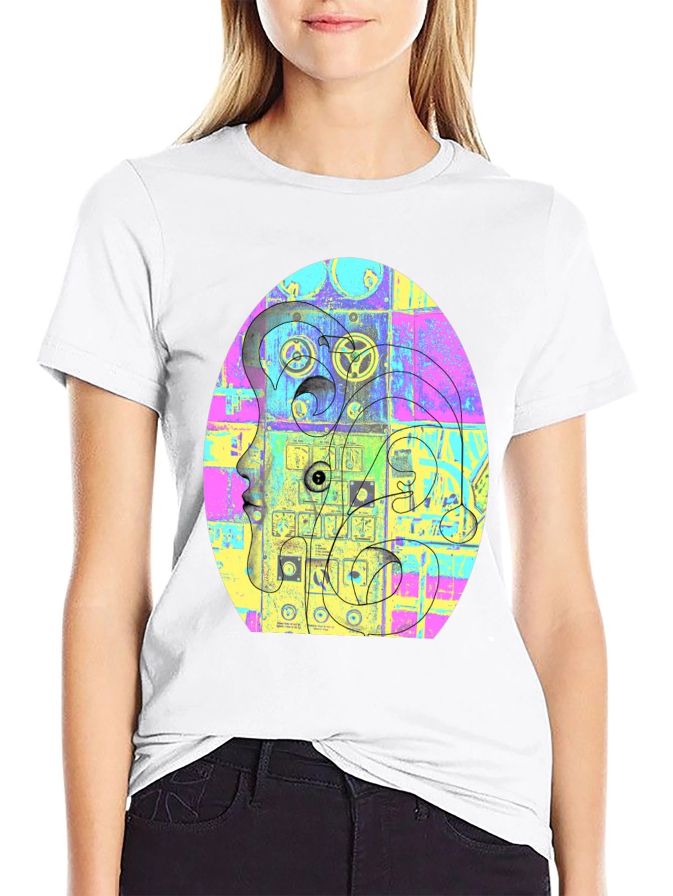 Abstract Face Graphic Tee - Unique Style