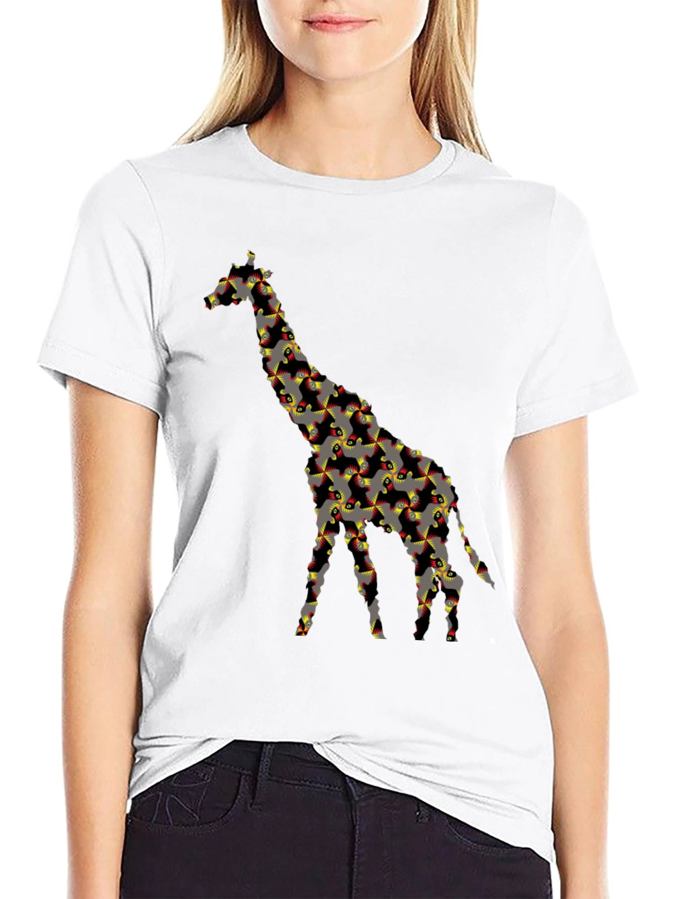 Abstract Giraffe Graphic Tee - Black T-Shirt