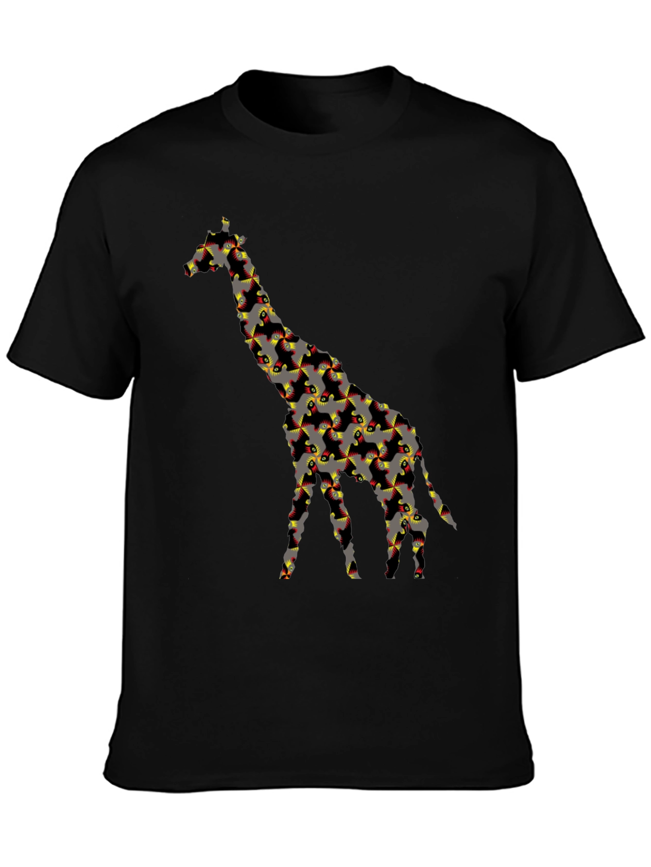 Abstract Giraffe Graphic Tee - Black T-Shirt