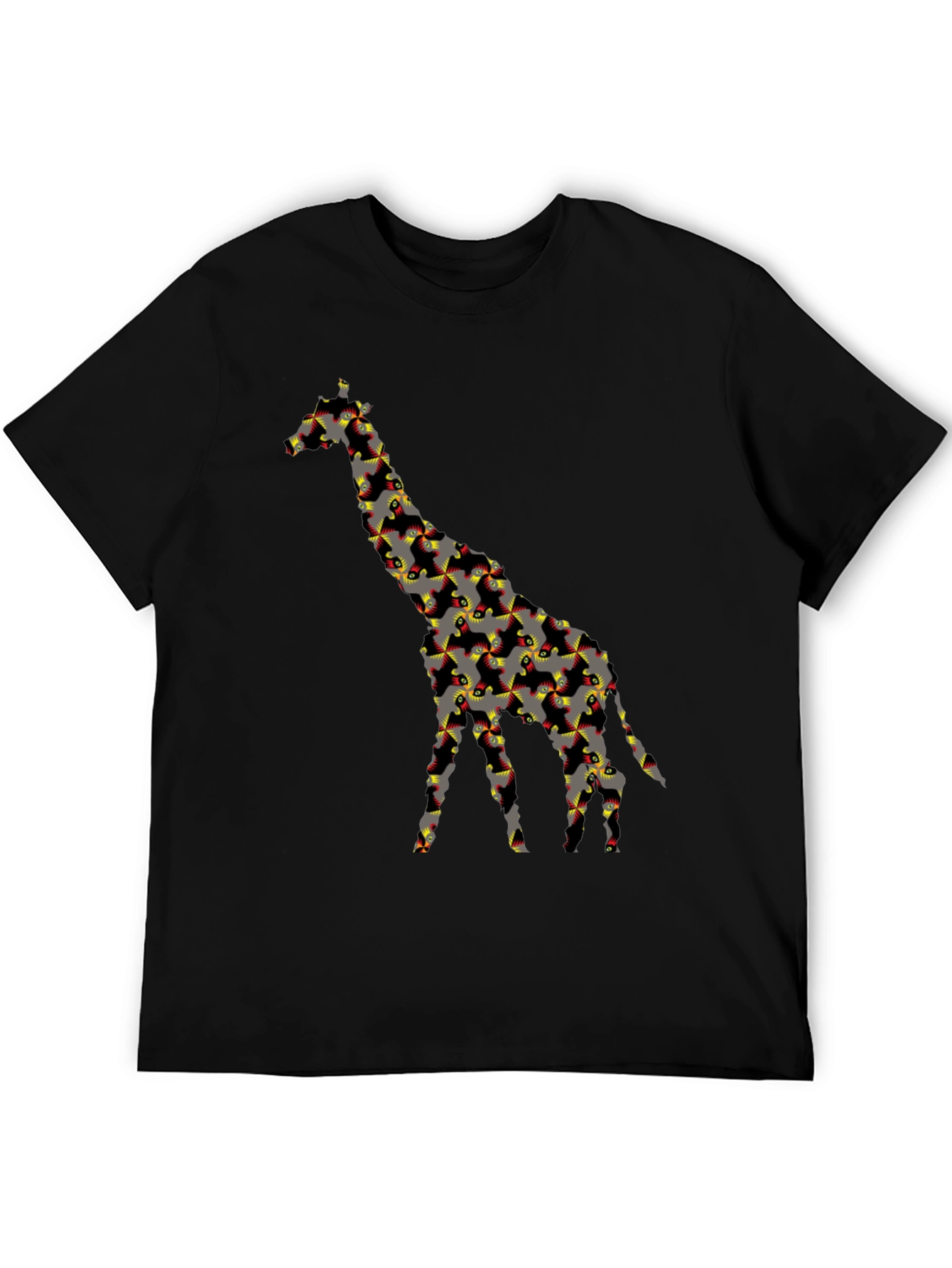 Abstract Giraffe Graphic Tee - Black T-Shirt