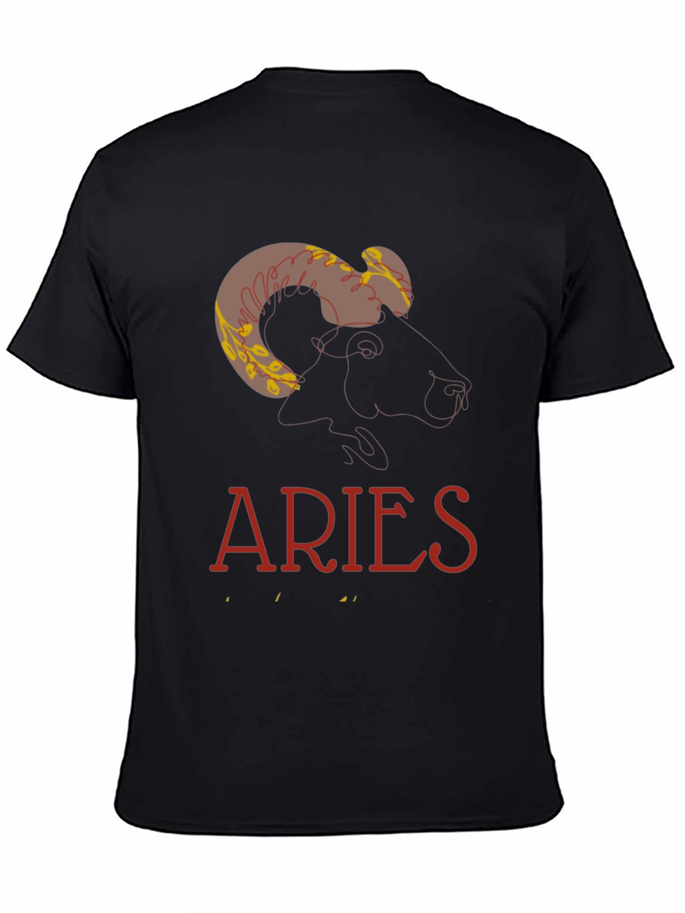 Aries Zodiac Graphic Print T-Shirt - Black