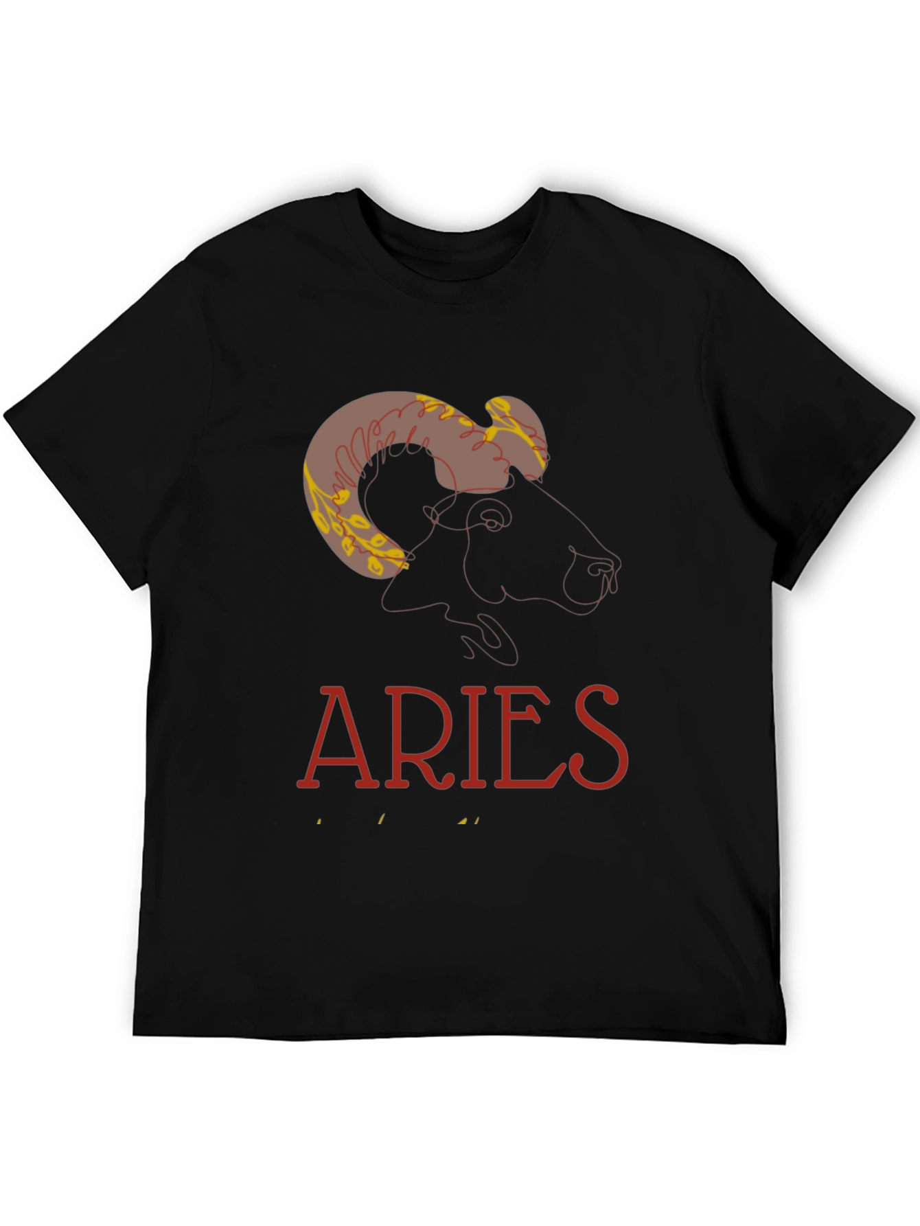 Aries Zodiac Graphic Print T-Shirt - Black
