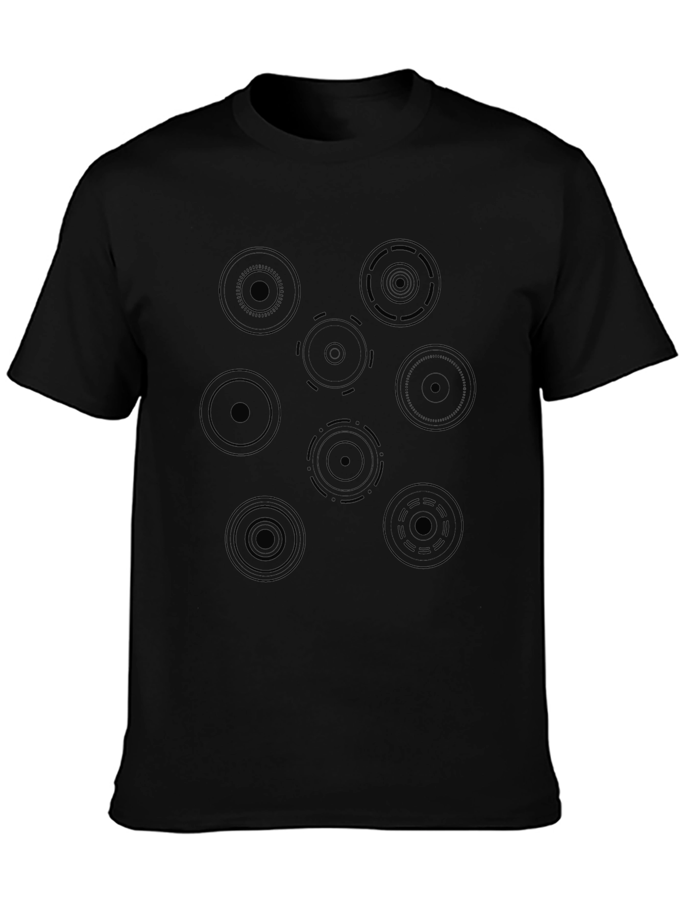 Abstract Circle Pattern Tee - Mens Black T-Shirt