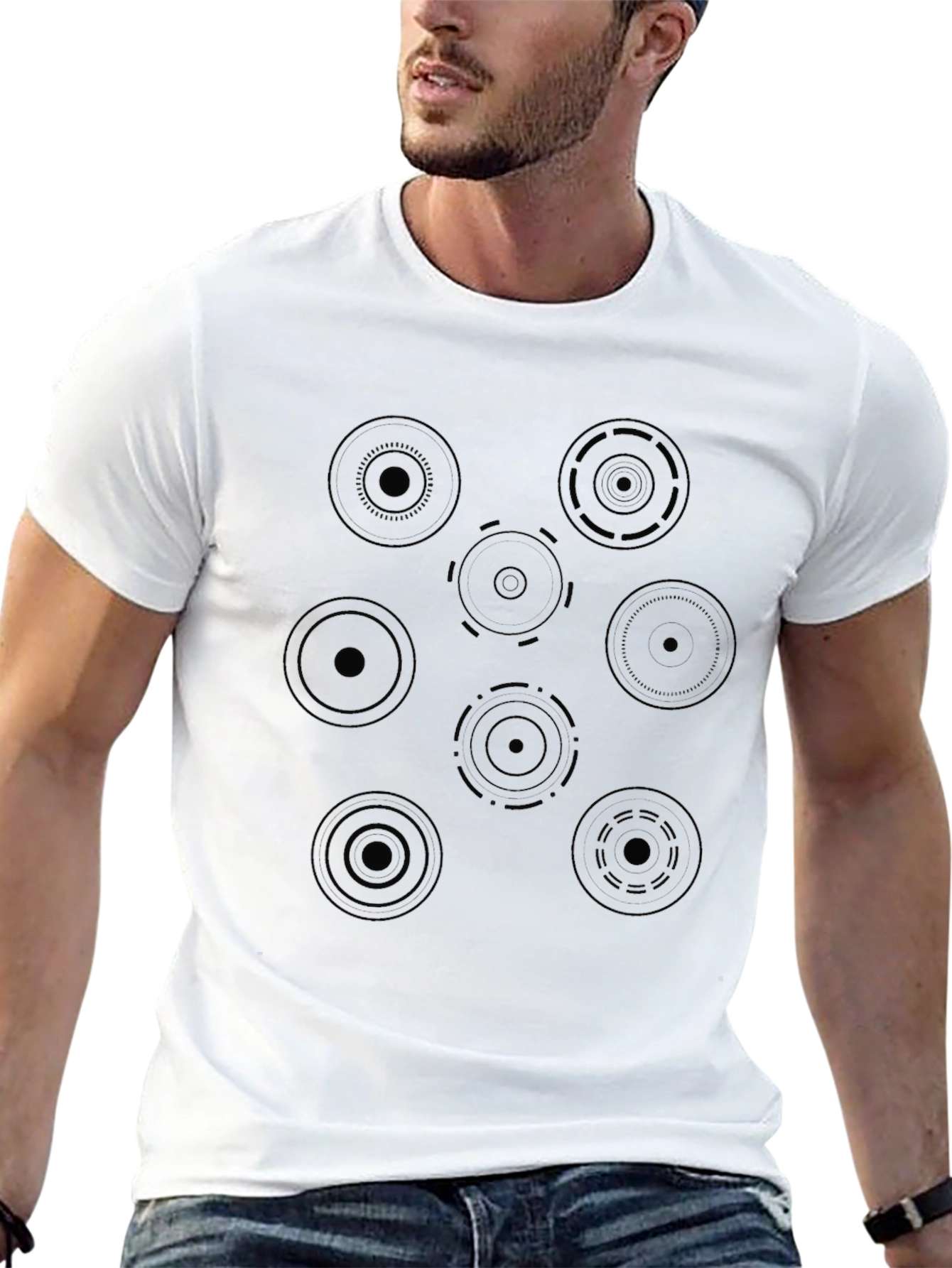 Abstract Circle Pattern Tee - Mens Black T-Shirt